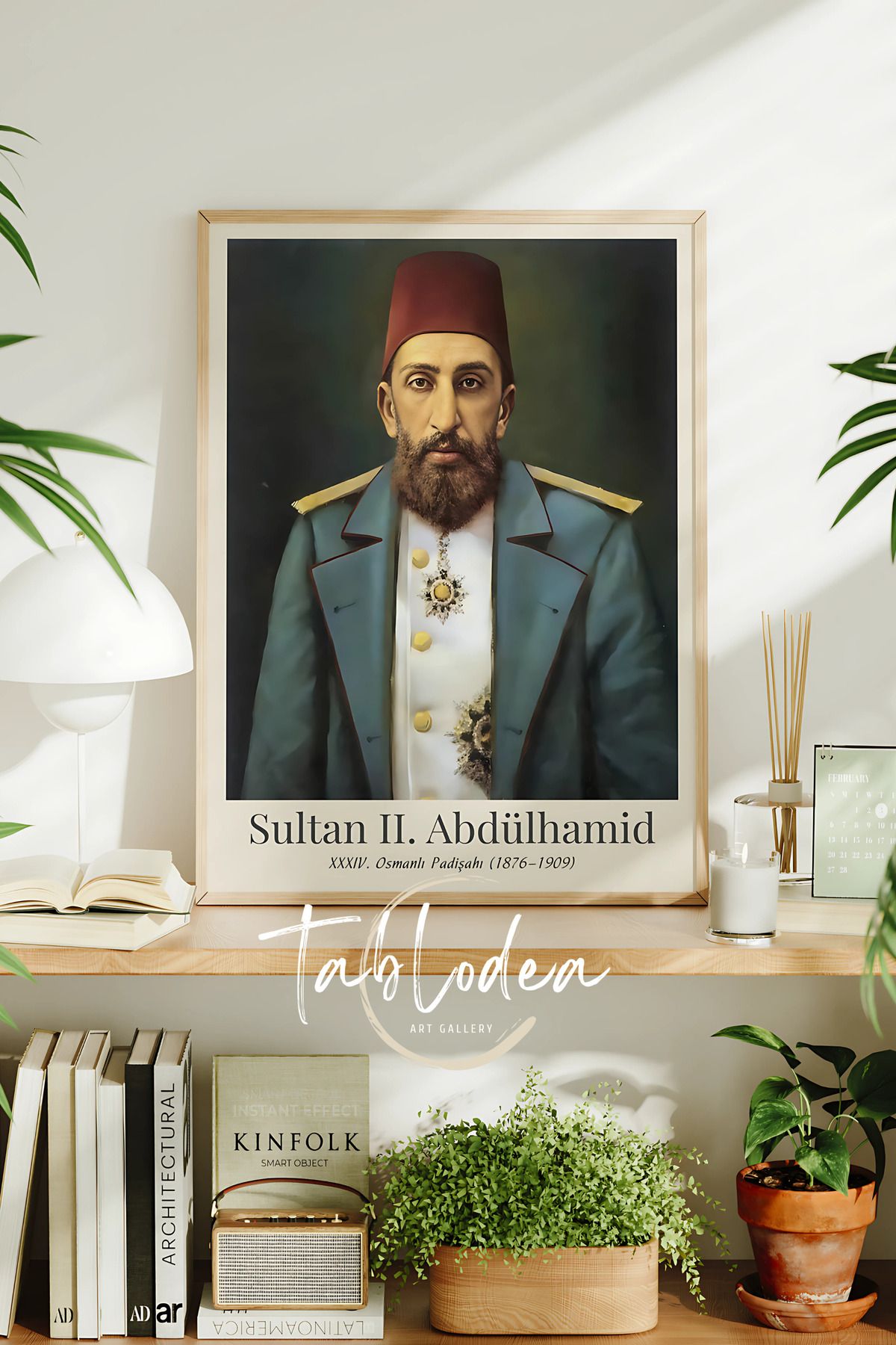 tablodea Sultan II. Abdulhamid Han Çerçeveli Tablo, Osmanlı Dönemi Tablo, Padişah Tablosu, Ev, Ofis Tablo