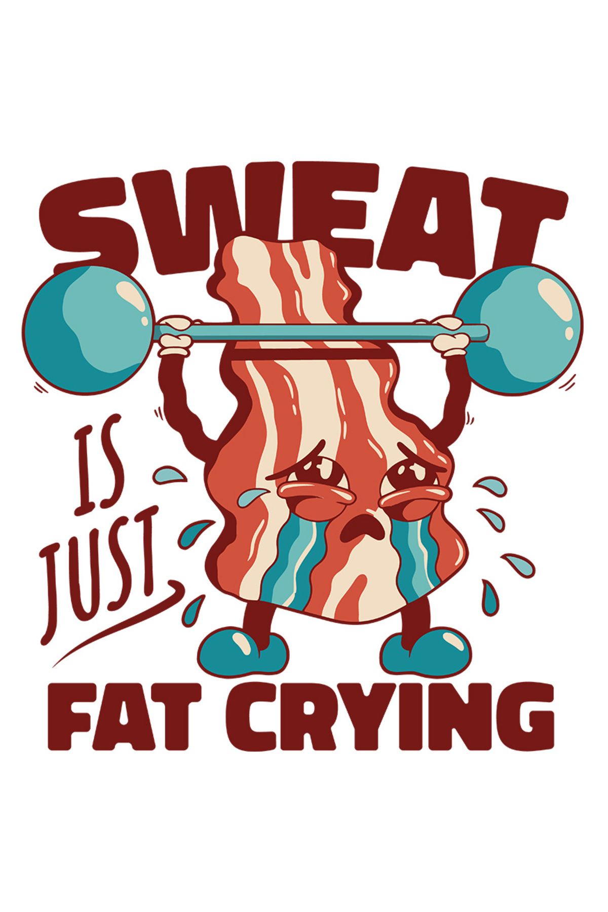 StoryGift Romania Sticker Autocolant 70cm Cu Felie De Bacon Ridicand Bara De Greutati, Text In Engleza Sweat Is - One Size