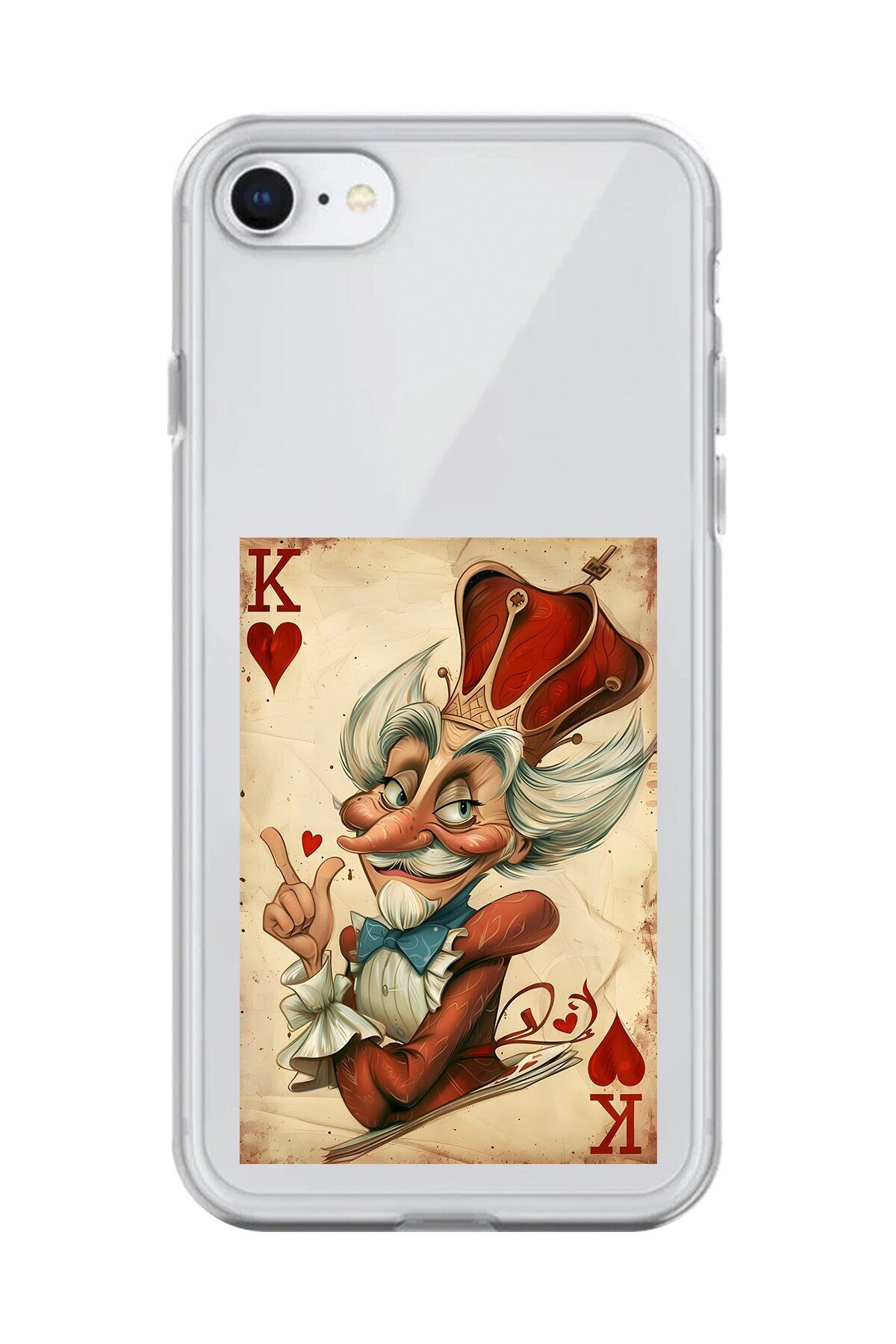 Dali Design iPhone 7 Uyumlu Şeffaf Kılıf Kartlar King 4 Tasarımlı