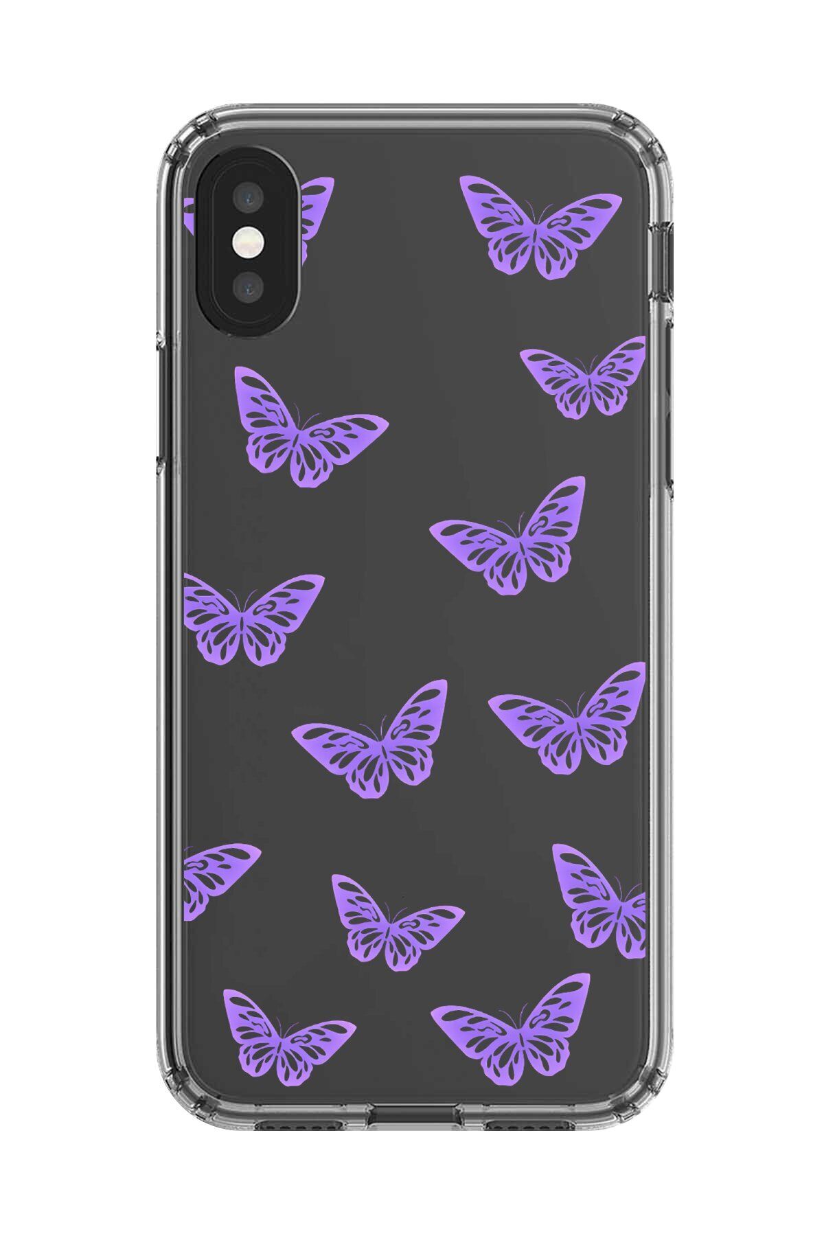 Dali Design iPhone XS Max Uyumlu Şeffaf Kılıf Şeffaf Şeffaf Kelebek 4 Tasarımlı