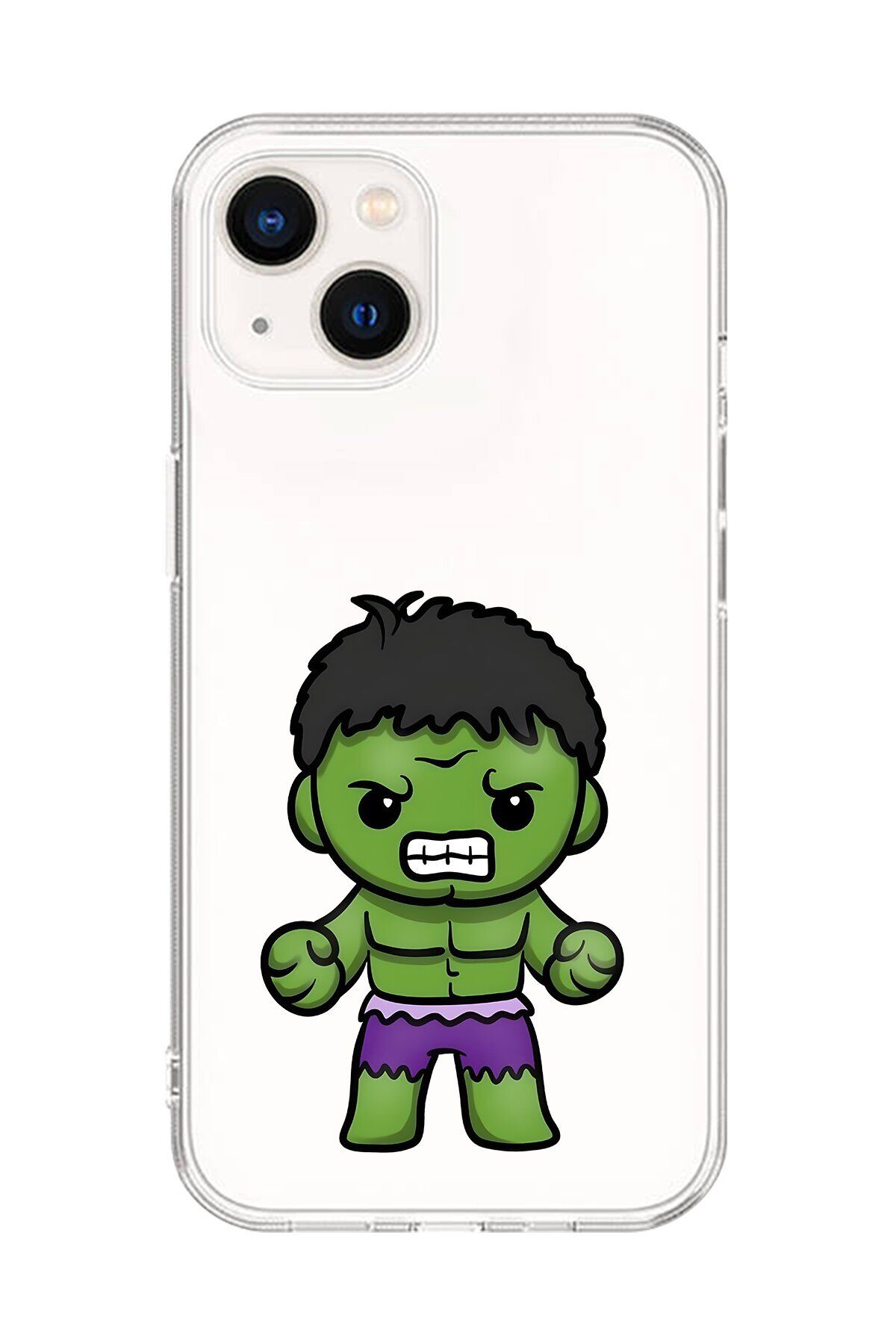 Dali Design iPhone 15 Plus Uyumlu Şeffaf Kılıf Chibi Hulk 3 Tasarımlı