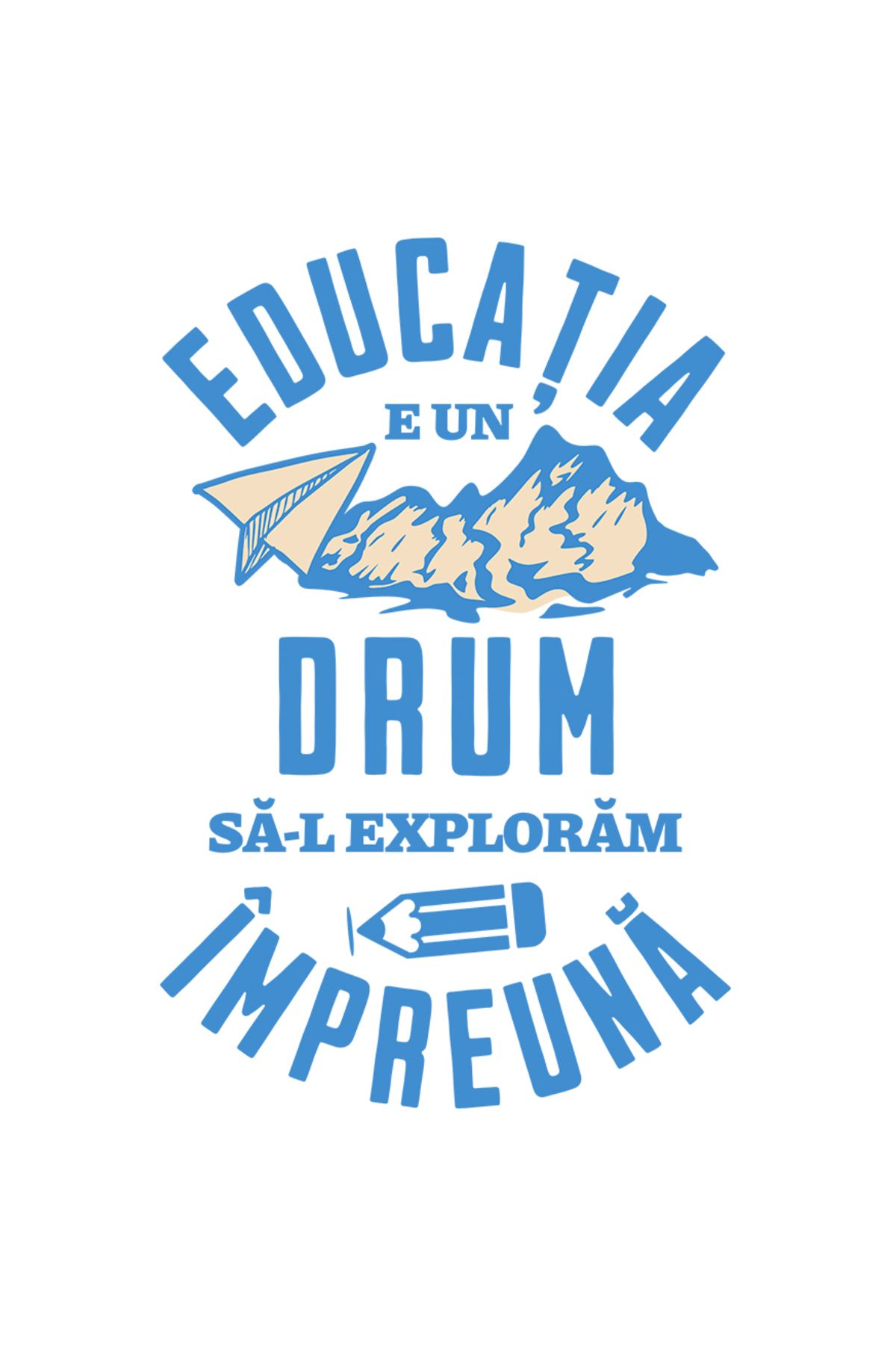 StoryGift Romania Sticker Eticheta 50cm Adeziv Educatia E Un Drum Sa L Exploram Impreuna Scoala Cu Margini Albe, - One Size