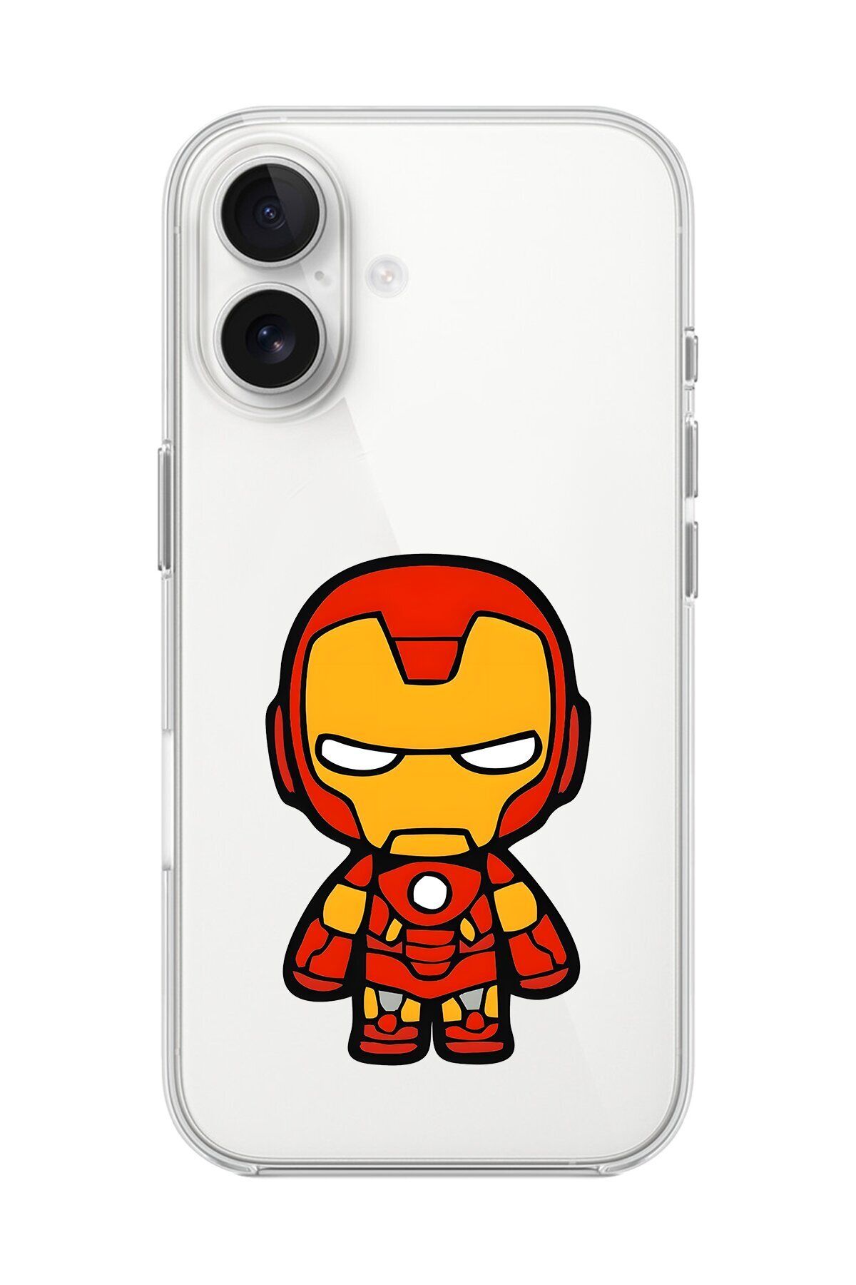 Dali Design iPhone 16 Uyumlu Şeffaf Kılıf Chibi Iron-Man 2 Tasarımlı