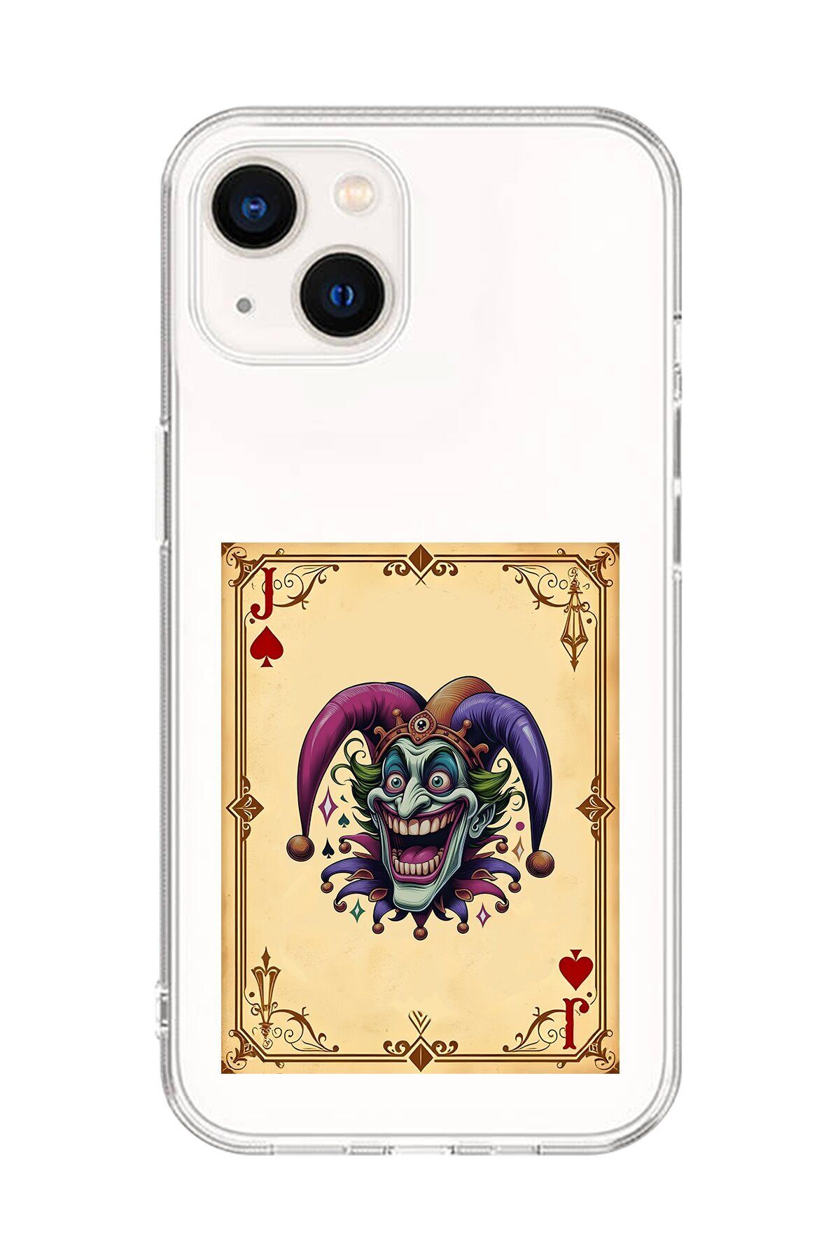 Dali Design iPhone 14 Plus Uyumlu Şeffaf Kılıf Kartlar Joker 2 Tasarımlı