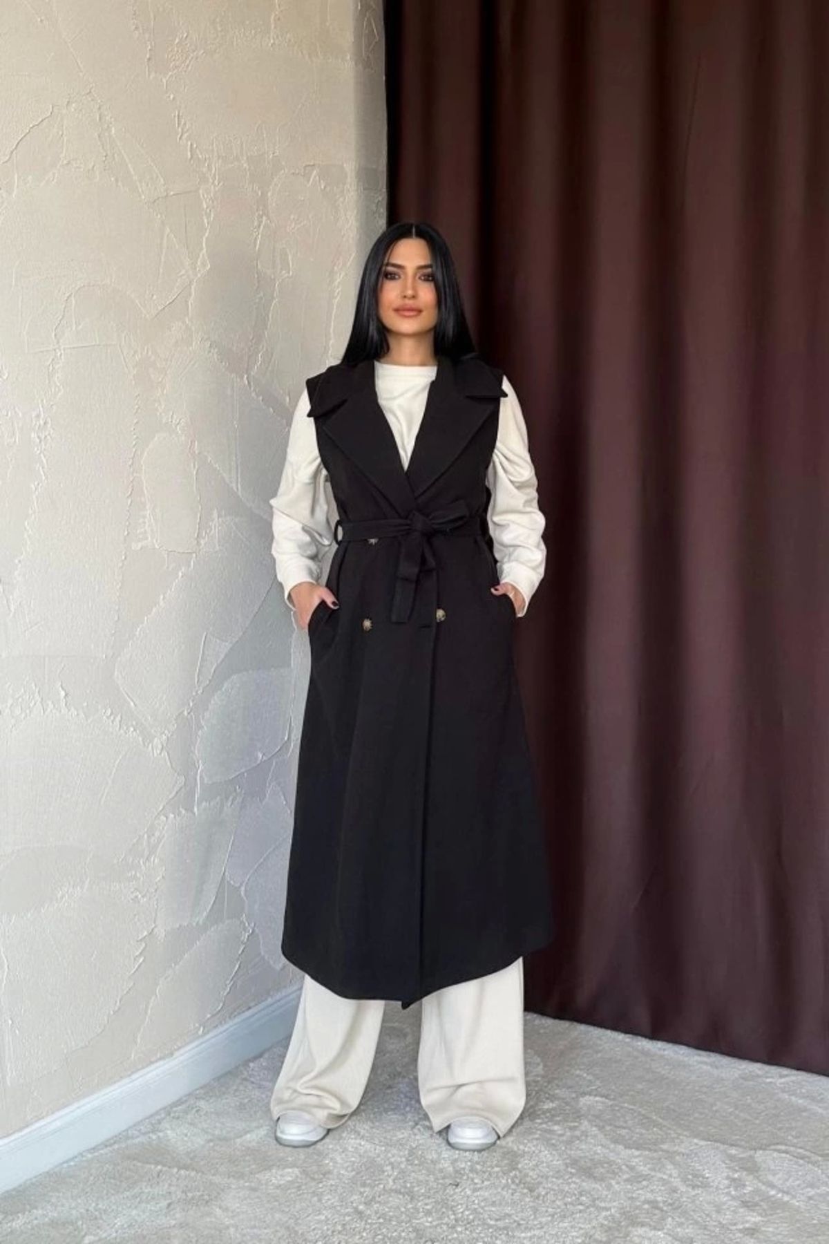nedo7 Siyah Kolsuz Kaşe Kaban