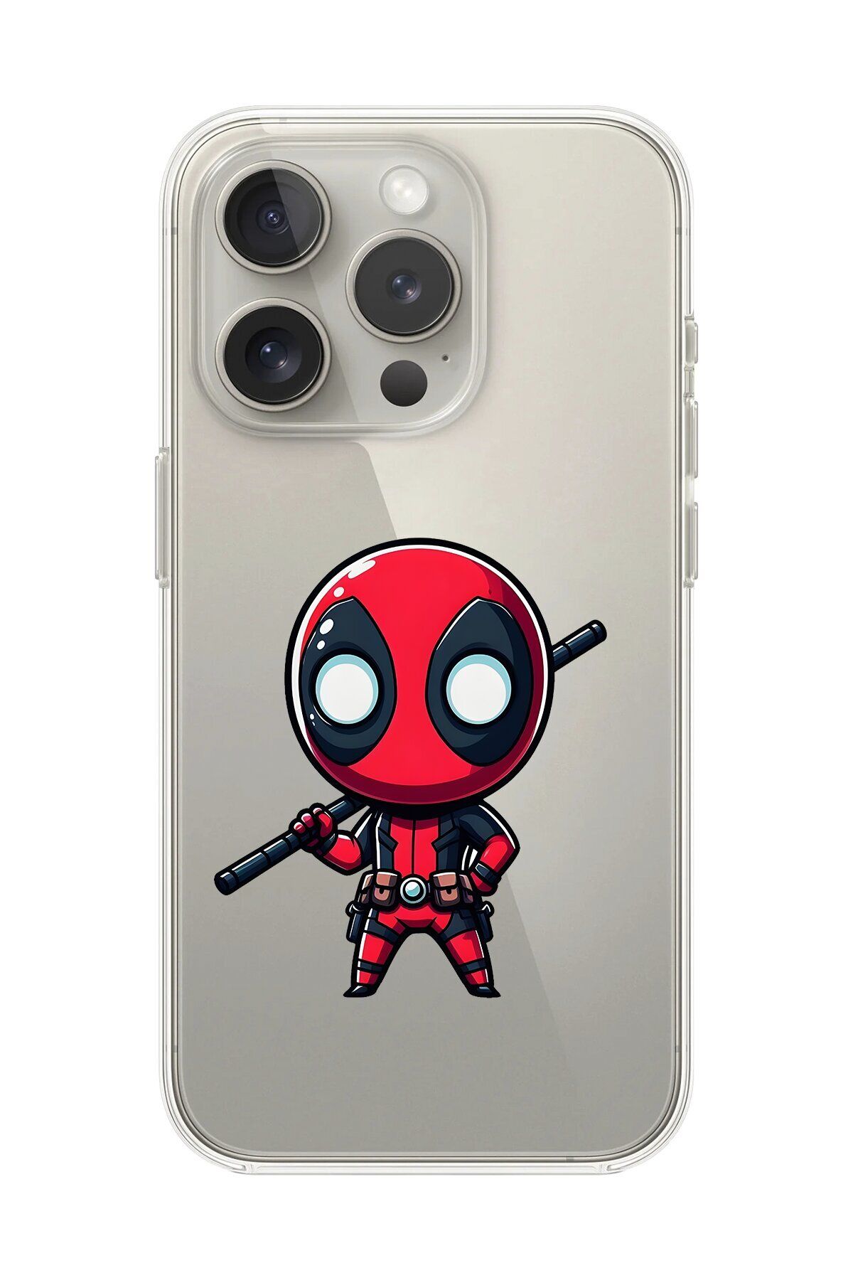 Dali Design iPhone 12 Pro Uyumlu Şeffaf Kılıf Chibi Deadpool 8 Tasarımlı
