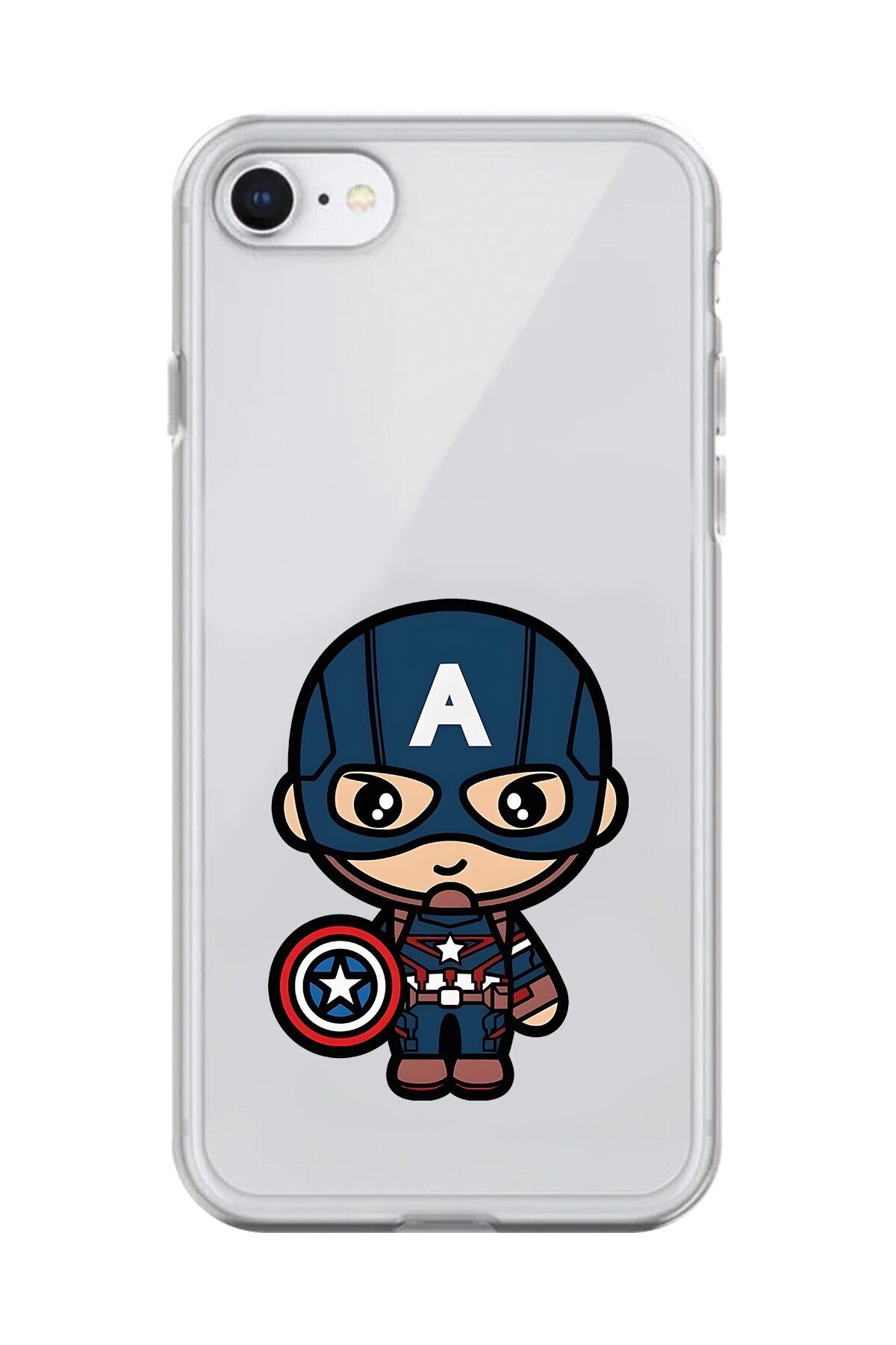 Dali Design iPhone 6 Plus Uyumlu Şeffaf Kılıf Chibi Captain America 4 Tasarımlı