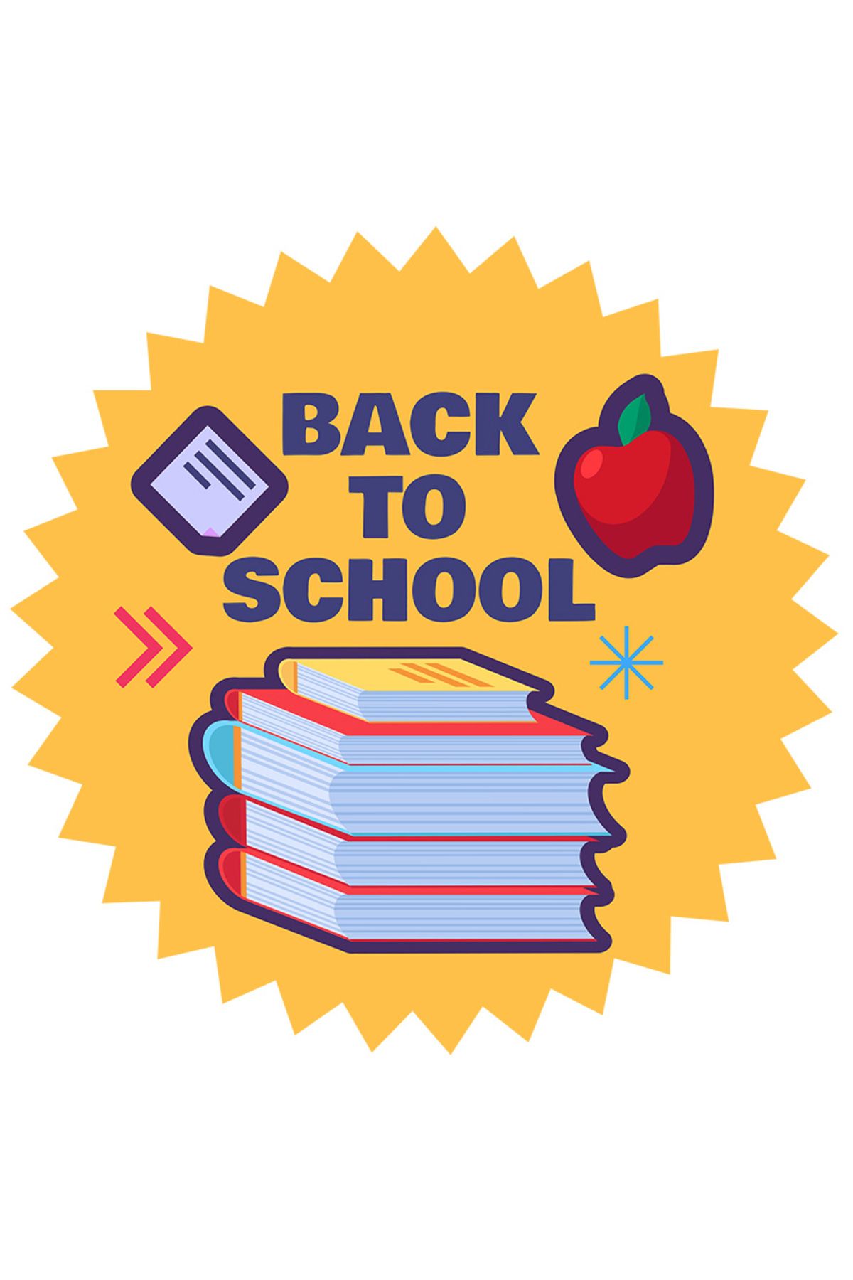 StoryGift Romania Sticker Eticheta 40cm Cu Text Back To School, Carti, Mar, Rechizite, Elevi, Scoala, Cu Margin - One Size