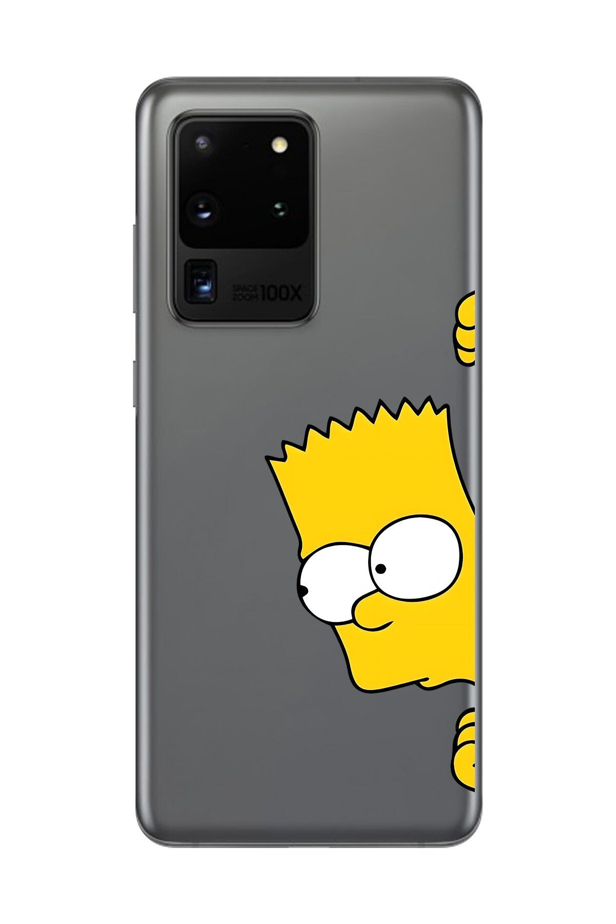 Dali Design Samsung Galaxy S20 Ultra Uyumlu Şeffaf Kılıf Cartoon Bart Simpson 16 Tasarımlı