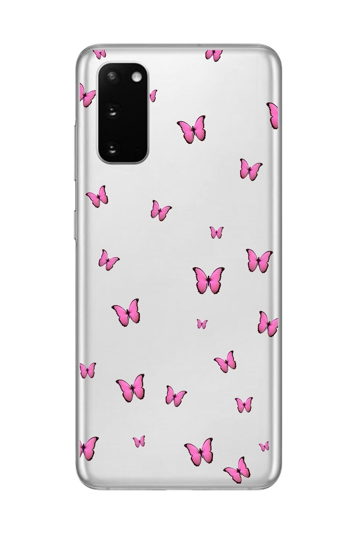 Dali Design Galaxy S20 Uyumlu Şeffaf Kılıf Şeffaf Şeffaf Kelebek 2 Tasarımlı