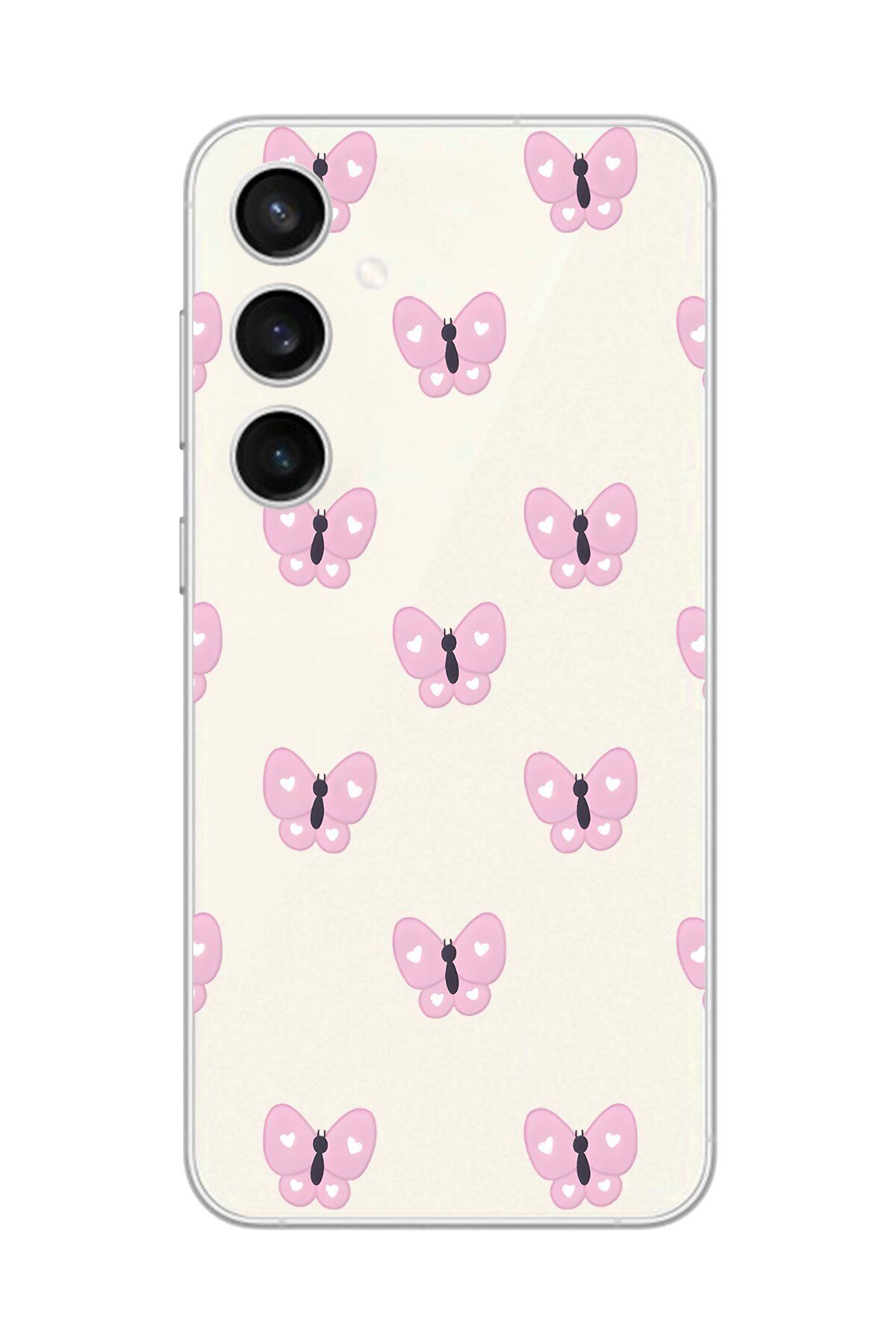 Dali Design Galaxy S23 Uyumlu Şeffaf Kılıf Şeffaf Şeffaf Kelebek 1 Tasarımlı