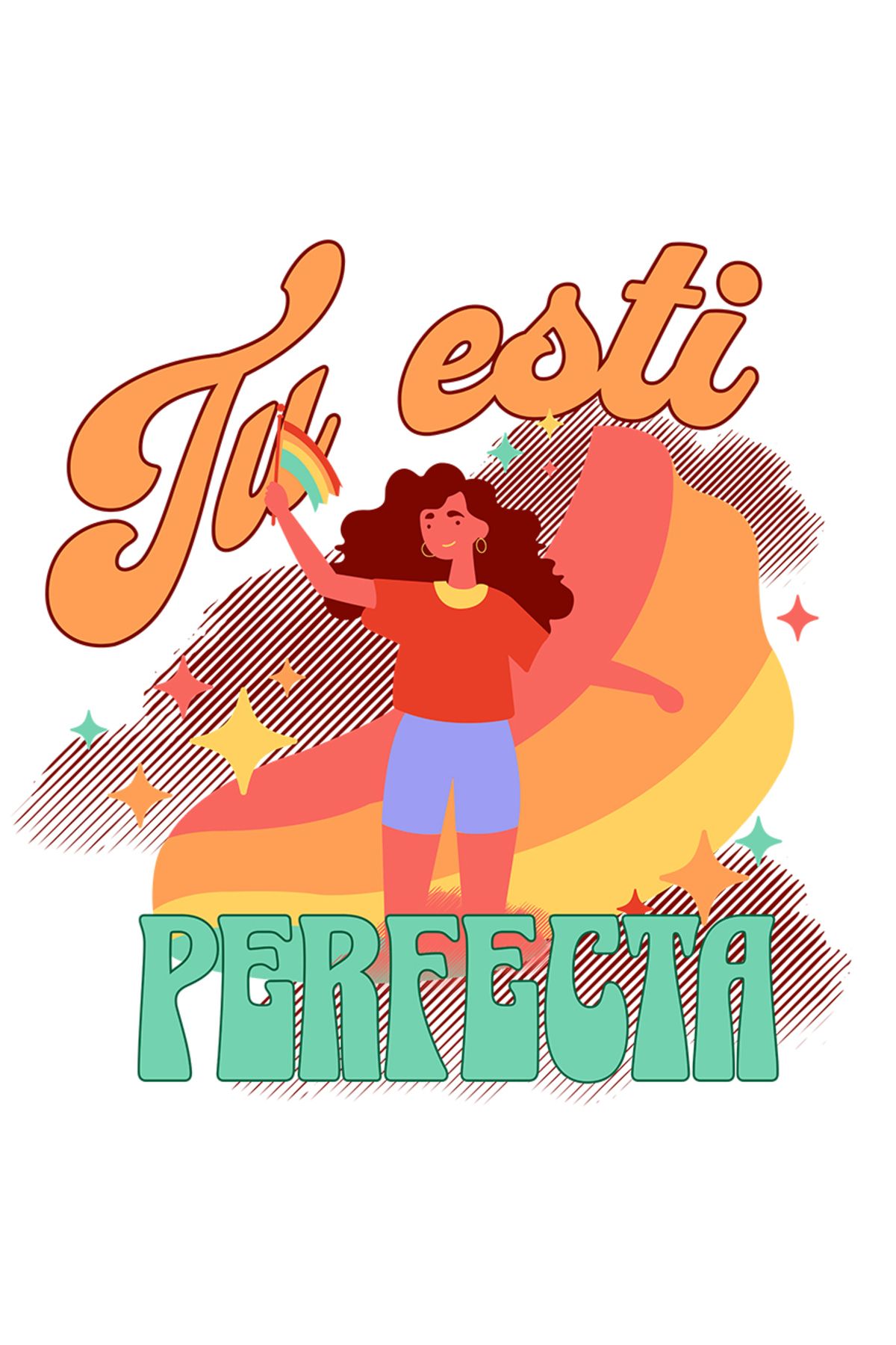 StoryGift Romania Sticker Adeziv Fata, Iubire De Sine, Tu Esti Perfecta Femeie Incredere Cu Margini Albe, Pv - One Size