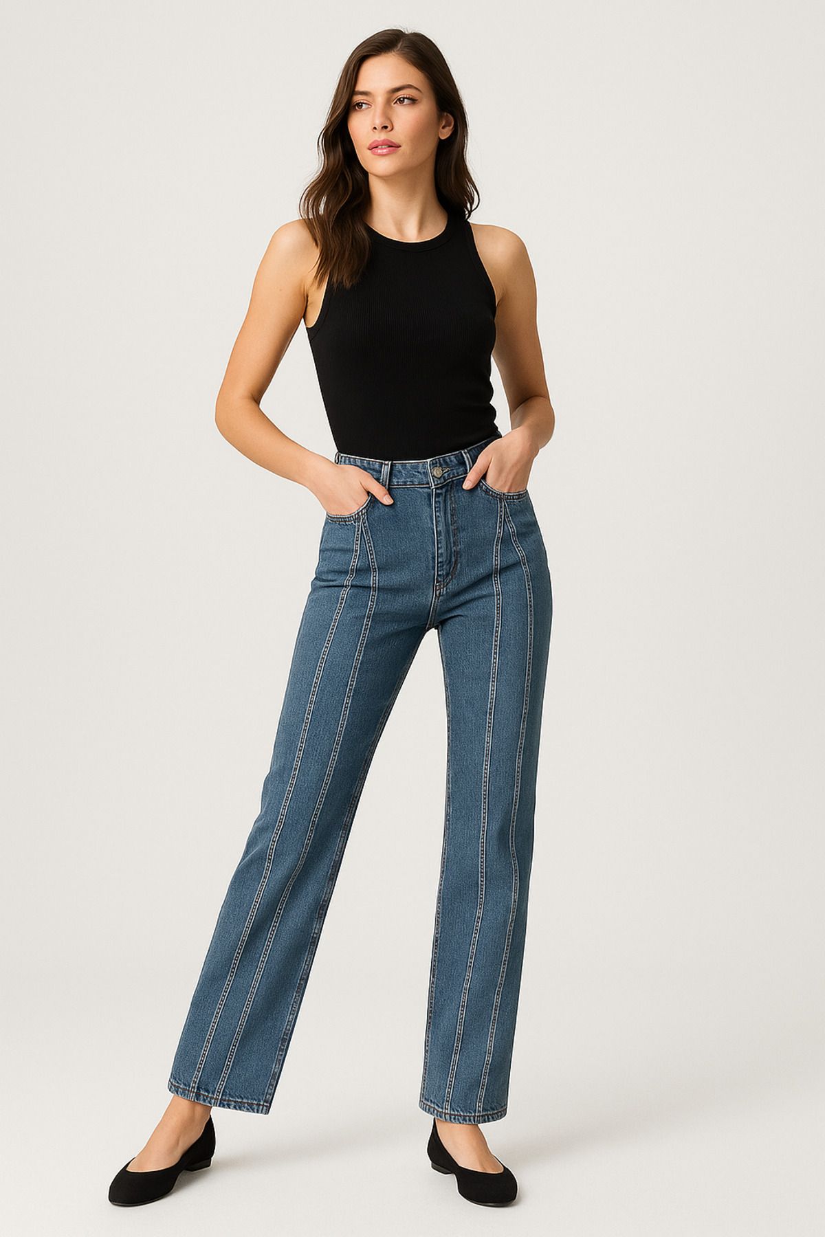 Denim Taşlı mavi jean