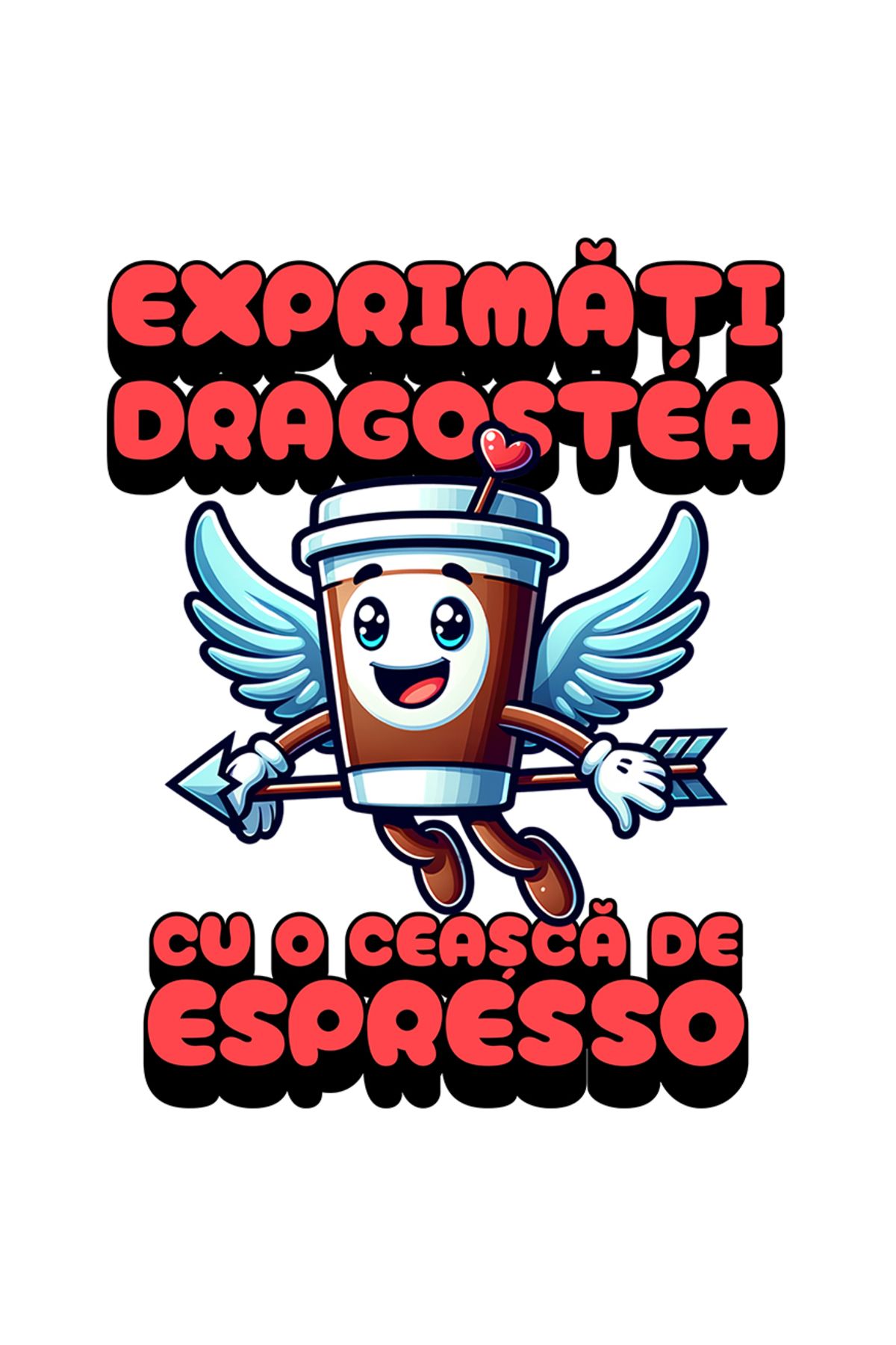 StoryGift Romania Sticker 23 Cm Adeziv Exprimati Dragostea Cu O Ceasca De Espresso Cu Margini Albe, Pvc Vinyl 23 C - One Size