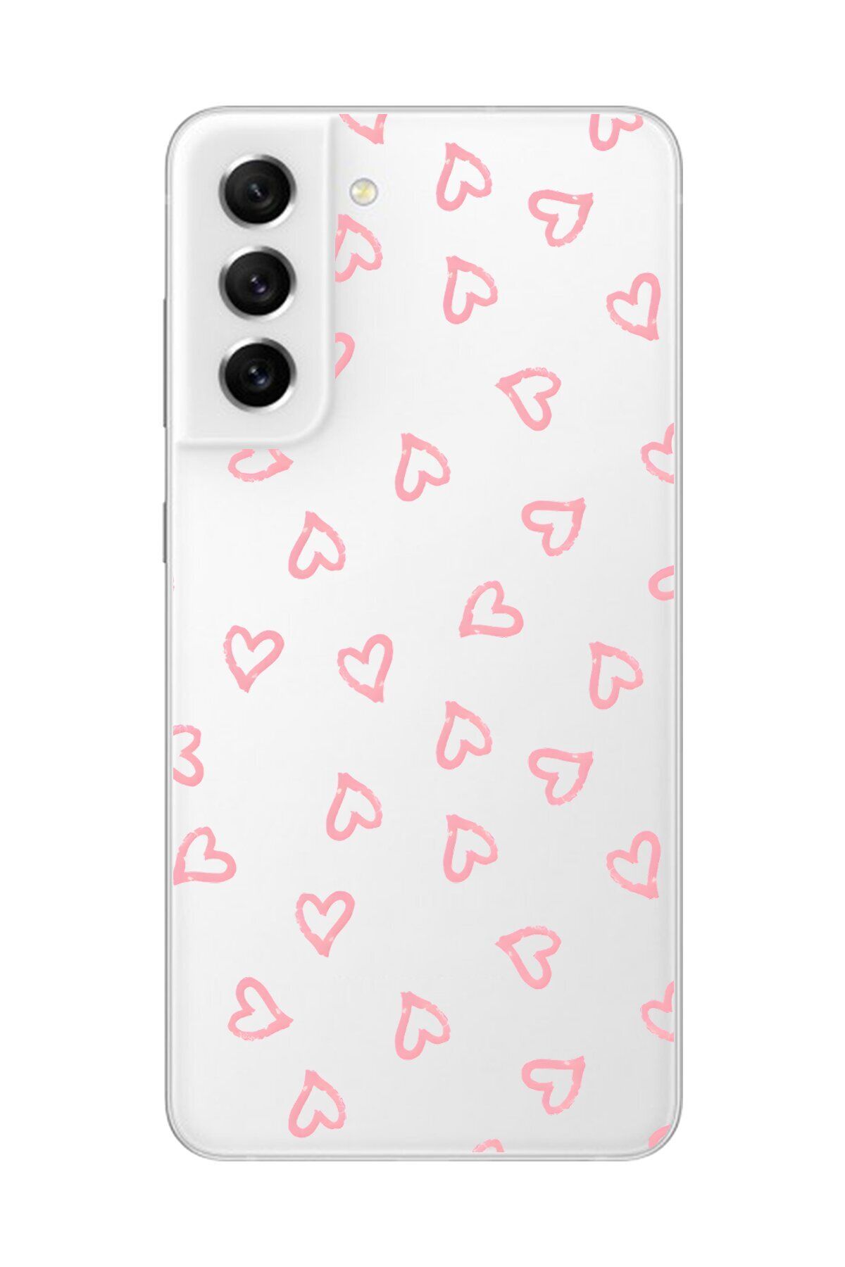 Dali Design Galaxy S21 FE Uyumlu Şeffaf Kılıf Şeffaf Kalp 3 Tasarımlı