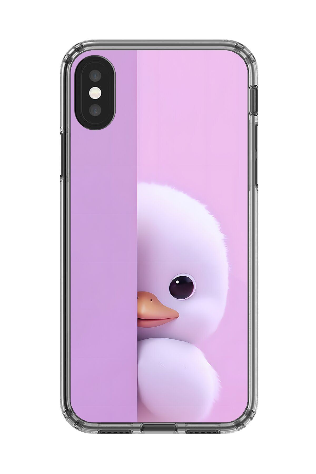 Dali Design iPhone XS Uyumlu Şeffaf Kılıf 3 Peluş Ördek Tasarımlı