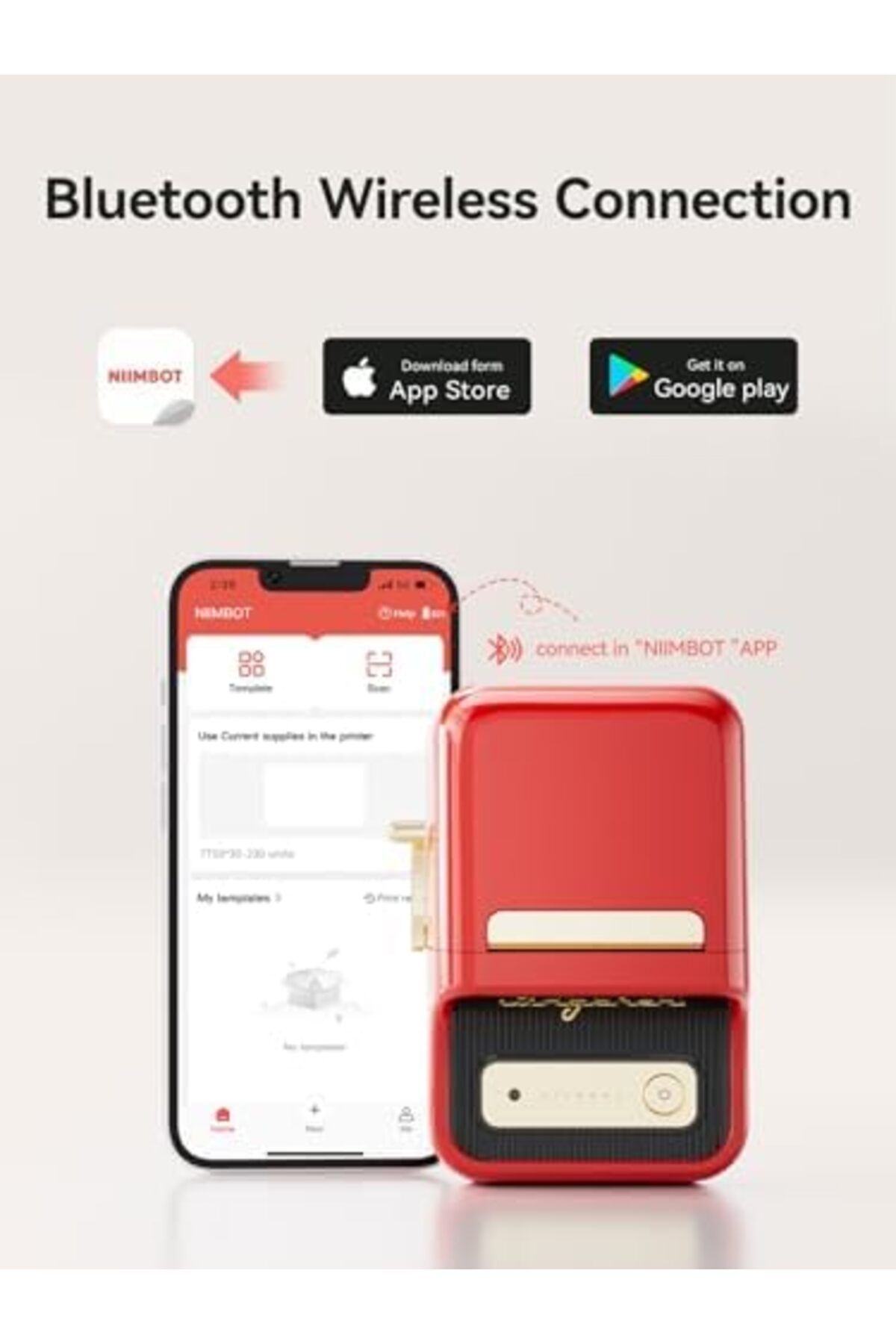 NiiMbot-B21 Mini Thermal Inkless Label Maker Compatible with iOS and Android, for Home Organisation, 4