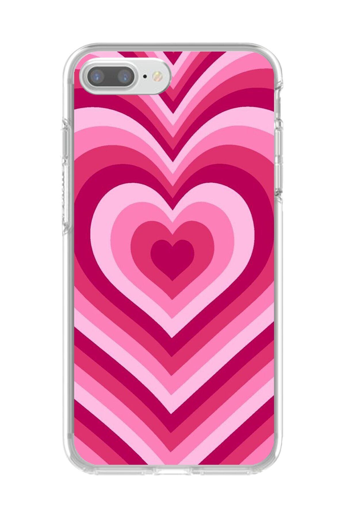 Dali Design iPhone 8 Plus Uyumlu Şeffaf Kılıf Kalp 1 Tasarımlı