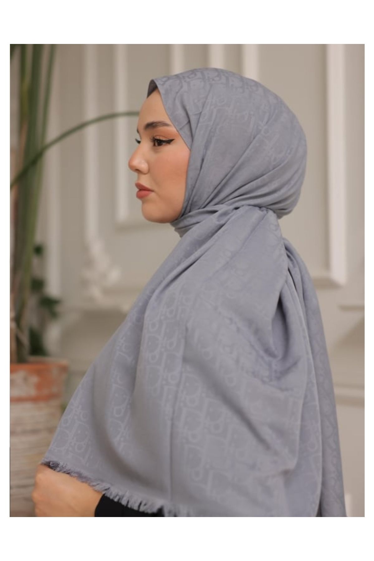 Butik Gri Soft Şal Desenli