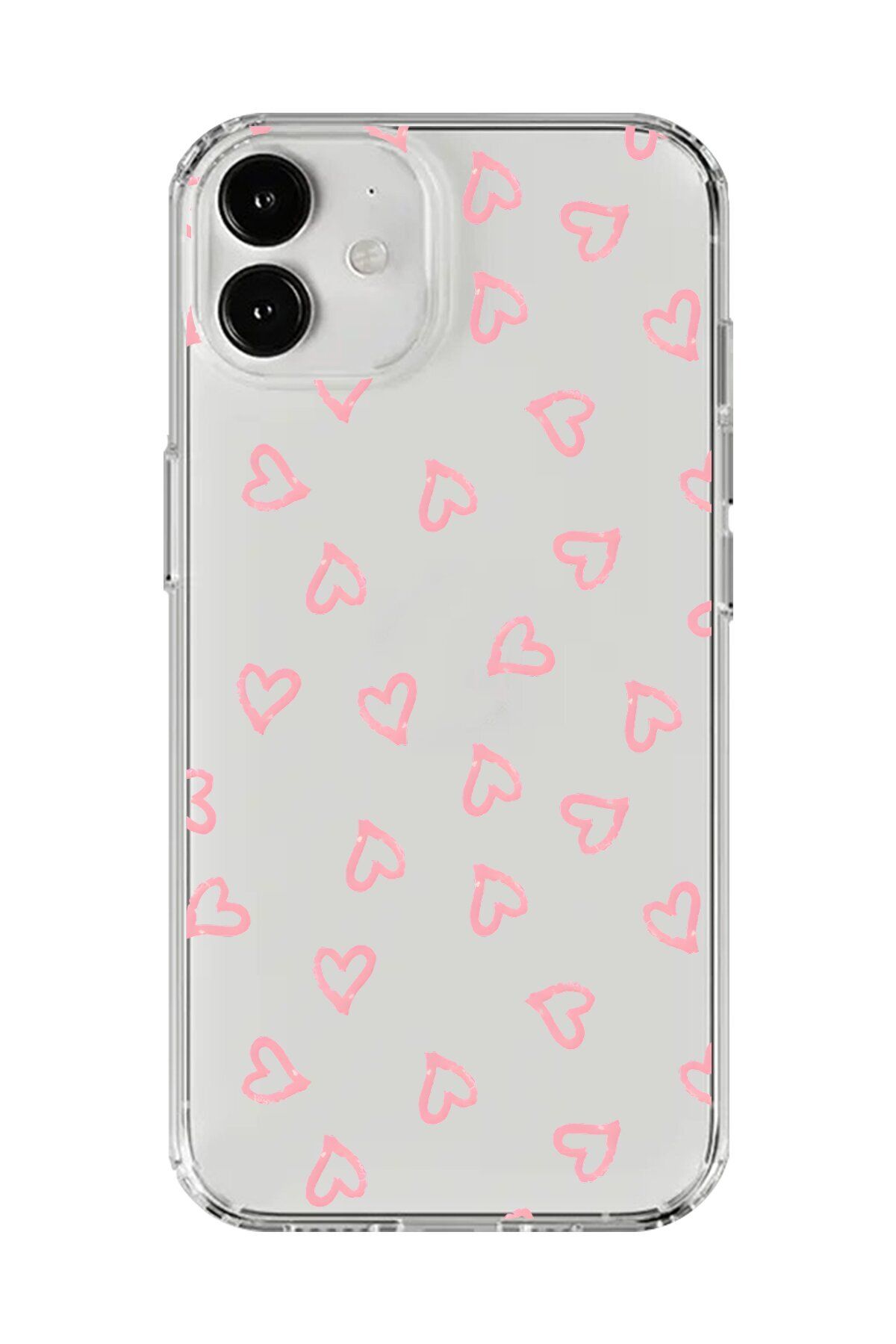 Dali Design iPhone 12 Uyumlu Şeffaf Kılıf Şeffaf Kalp 3 Tasarımlı