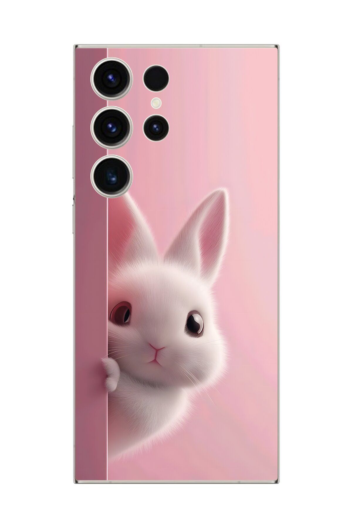 Dali Design Samsung Galaxy S23 Ultra Uyumlu Şeffaf Kılıf 5 Peluş Tavşan Tasarımlı