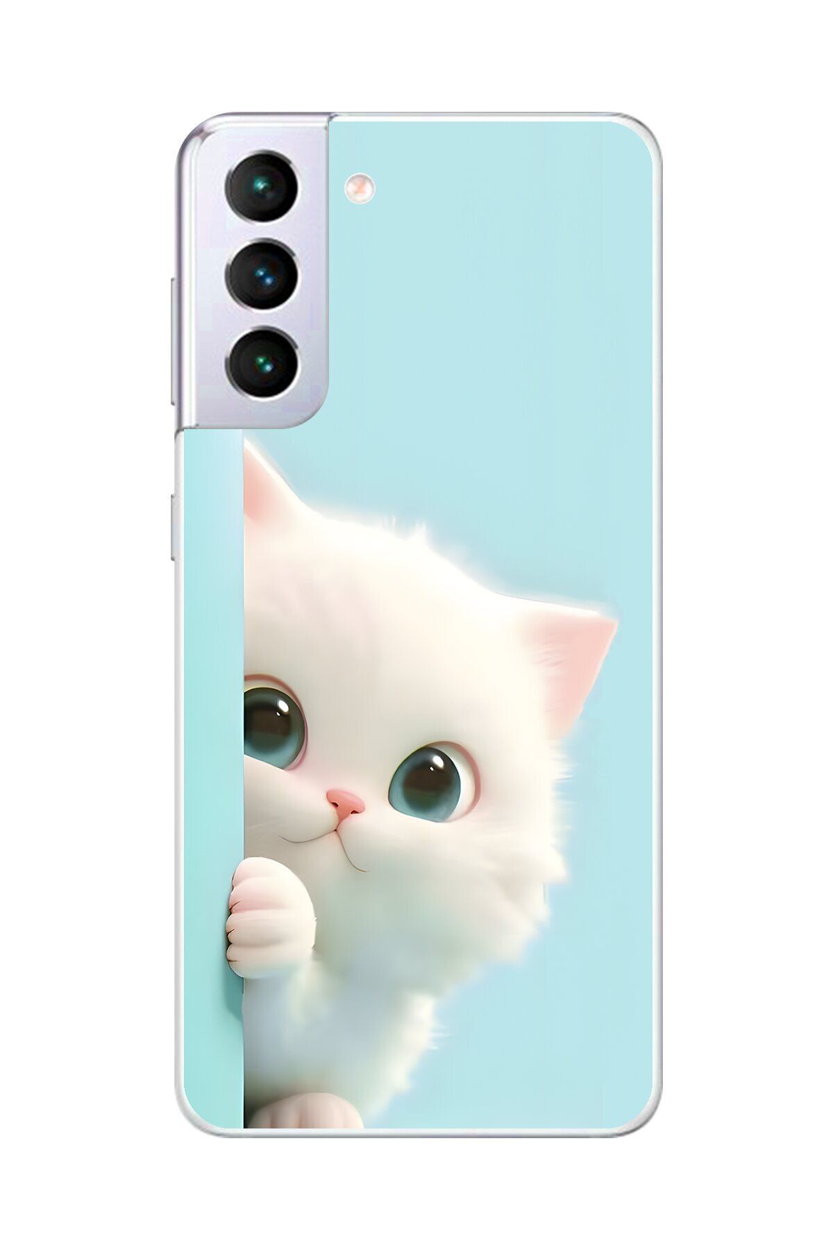 Dali Design Samsung Galaxy S21+ Uyumlu Şeffaf Kılıf 2 Peluş Kedi Tasarımlı