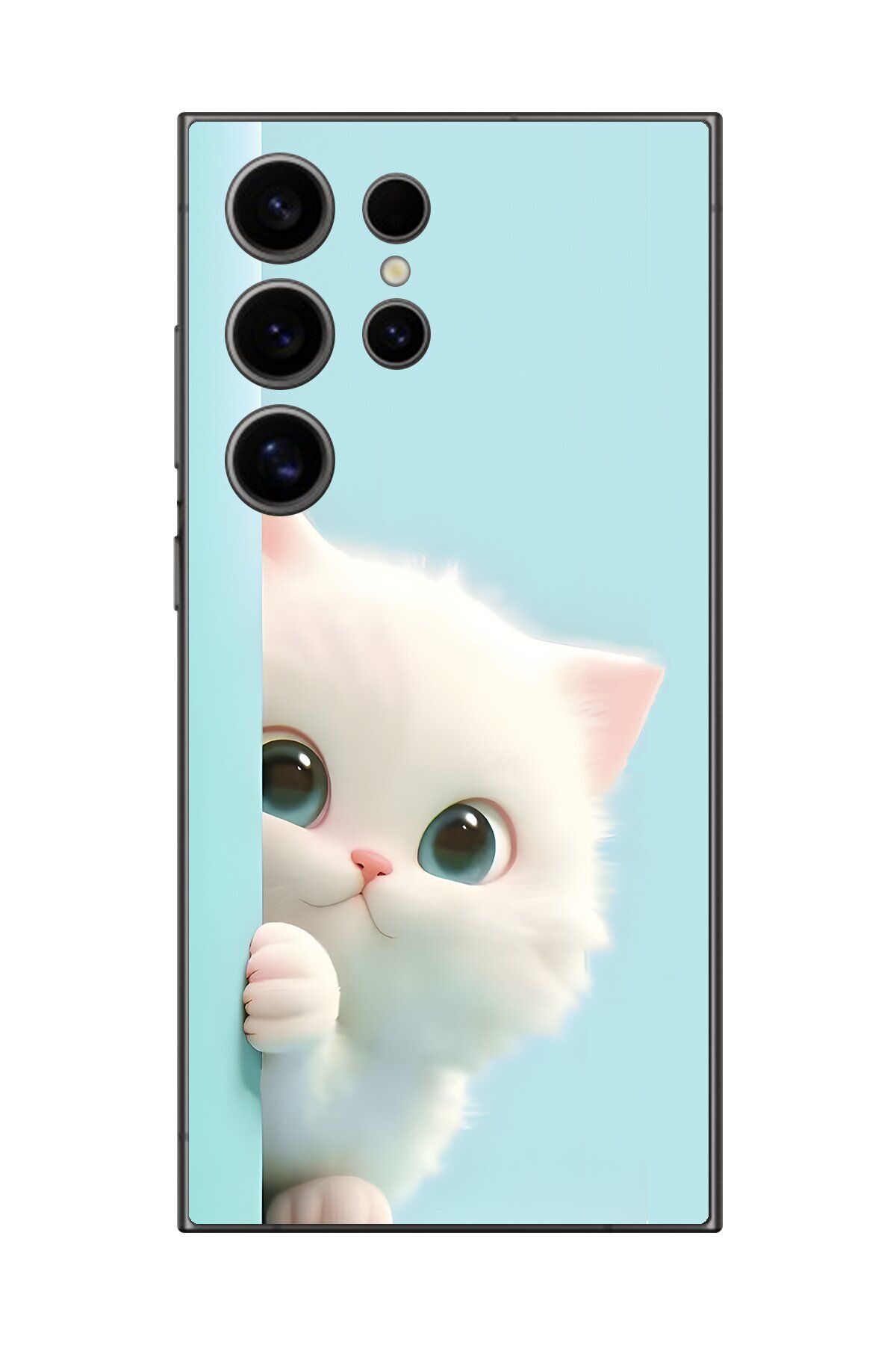 Dali Design Samsung Galaxy S24 Ultra Uyumlu Şeffaf Kılıf 2 Peluş Kedi Tasarımlı