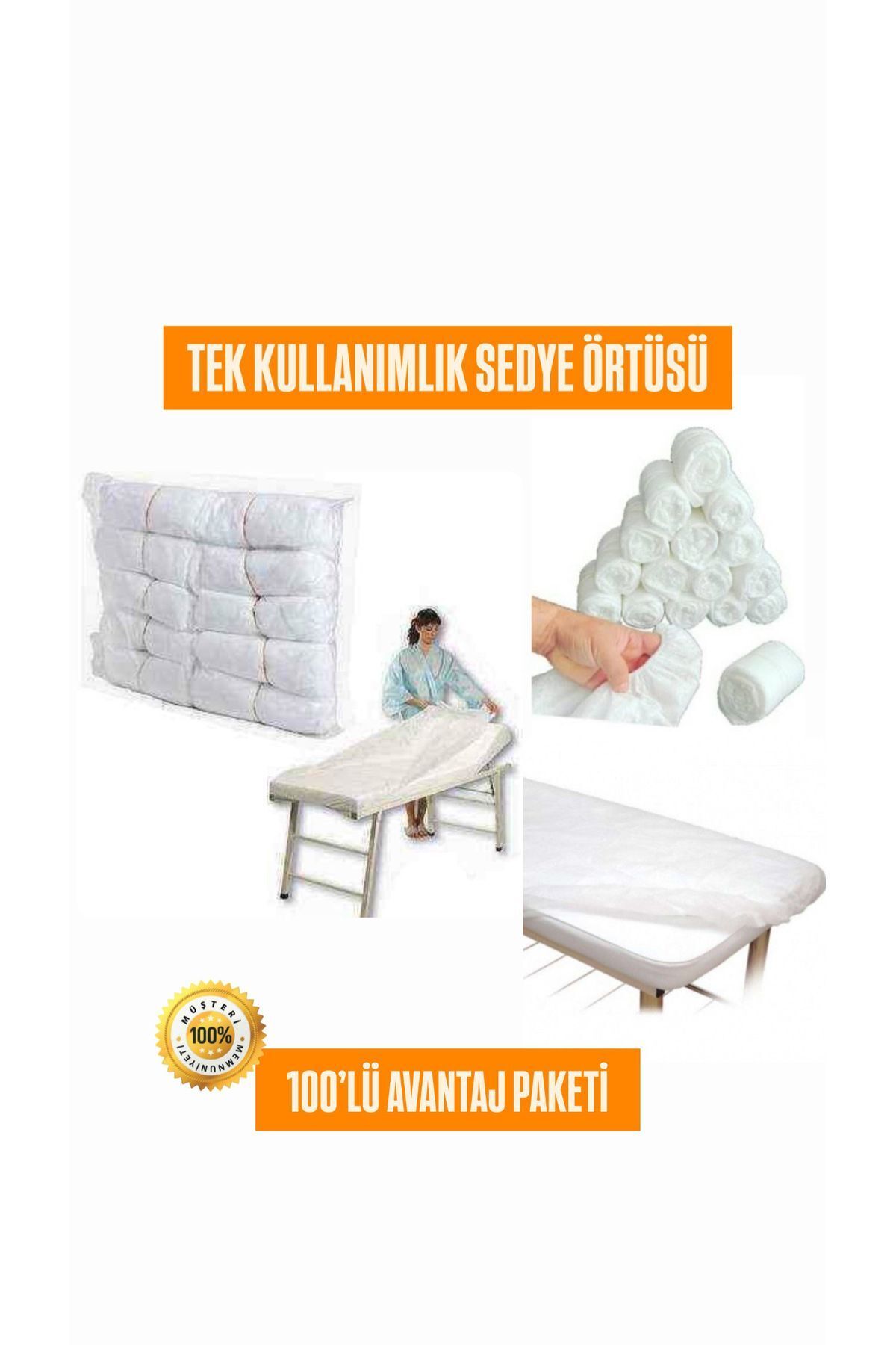 seda medikal 100 LÜ TEK KULLANIMLIK LASTİKLİ SEDYE ÖRTÜSÜ