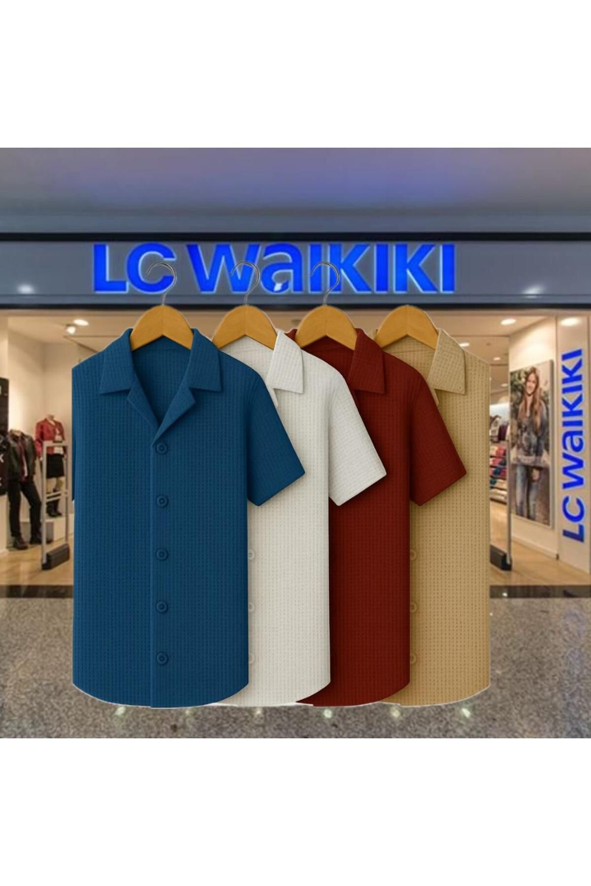 LC Waikiki 4'lü Avantaj %100 Pamuk Yeni Sezon Trend Kısa Kol Erkek Düğmeli Premium Gömlek
