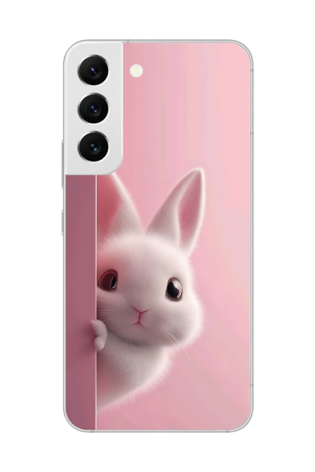 Dali Design Samsung Galaxy S22 Uyumlu Şeffaf Kılıf 5 Peluş Tavşan Tasarımlı