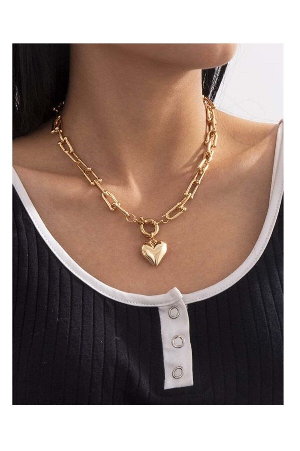 YümanınYumağı Altın Kadın Tiffany Model Kalpli Lüks Yeni Sezon Kolye