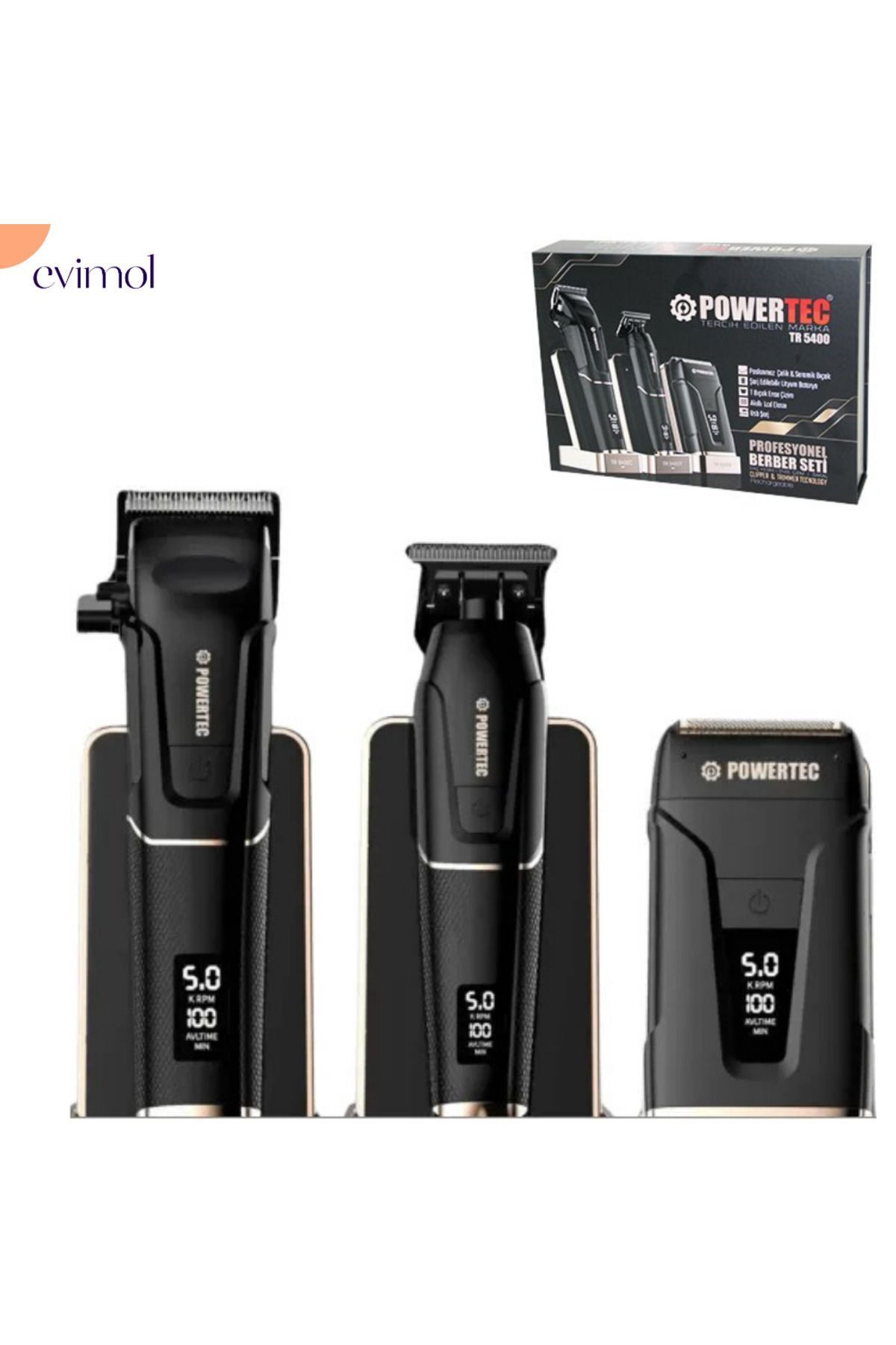 teknotrust Evimol 3LÜ SET PROF.BERBER TRAŞ MAKİNE (SAÇ KESME & ENSE ÇİZİM & SIFIR SAKAL) (USB ŞARJLI)
