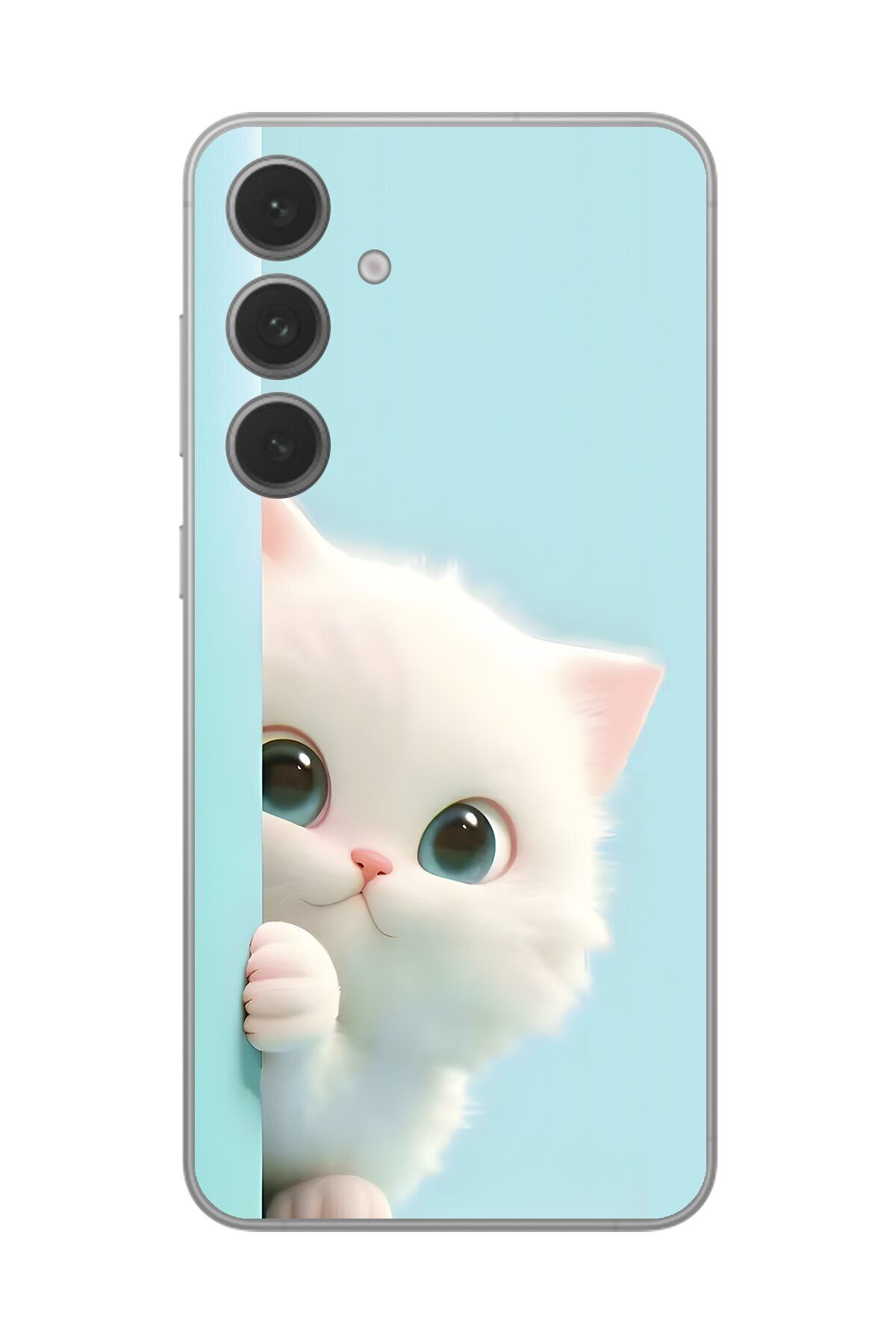 Dali Design Samsung Galaxy S24 Uyumlu Şeffaf Kılıf 2 Peluş Kedi Tasarımlı