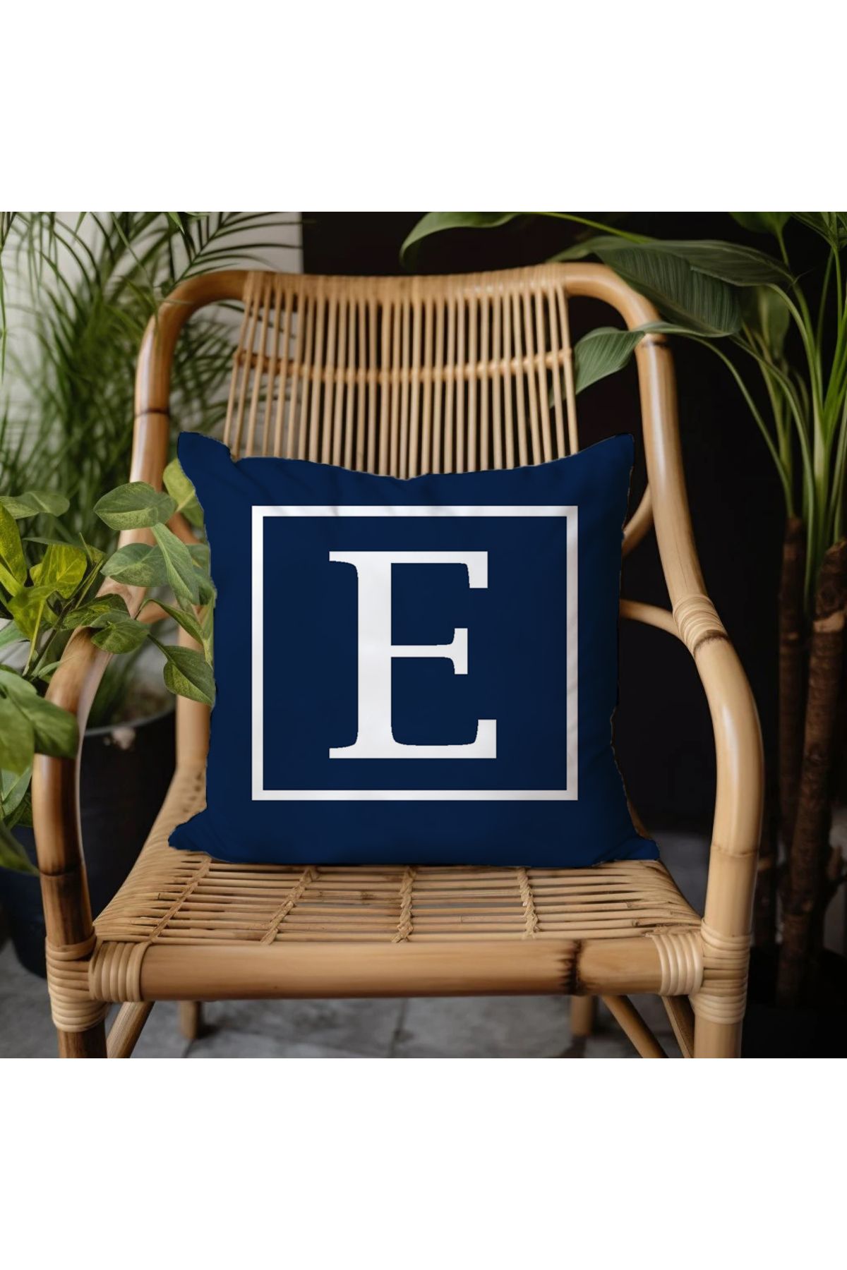 GREENDECOR E Harfi Elyaf Dolgulu Kırlent E Harfli Süs Yastık Dekoratif Kırlent 25x25 Ya Da 40x40cm Hediyelik