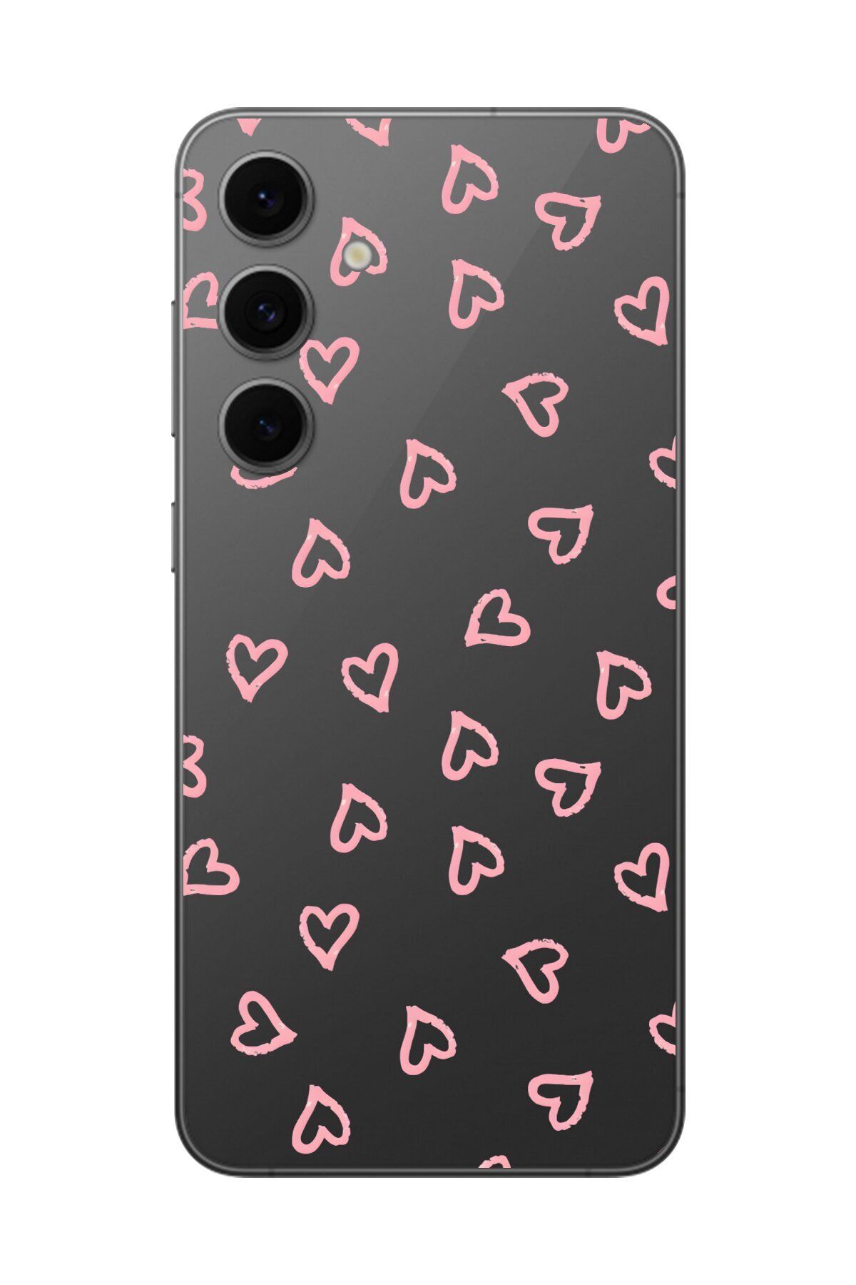Dali Design Galaxy S24 FE Uyumlu Şeffaf Kılıf Şeffaf Kalp 3 Tasarımlı