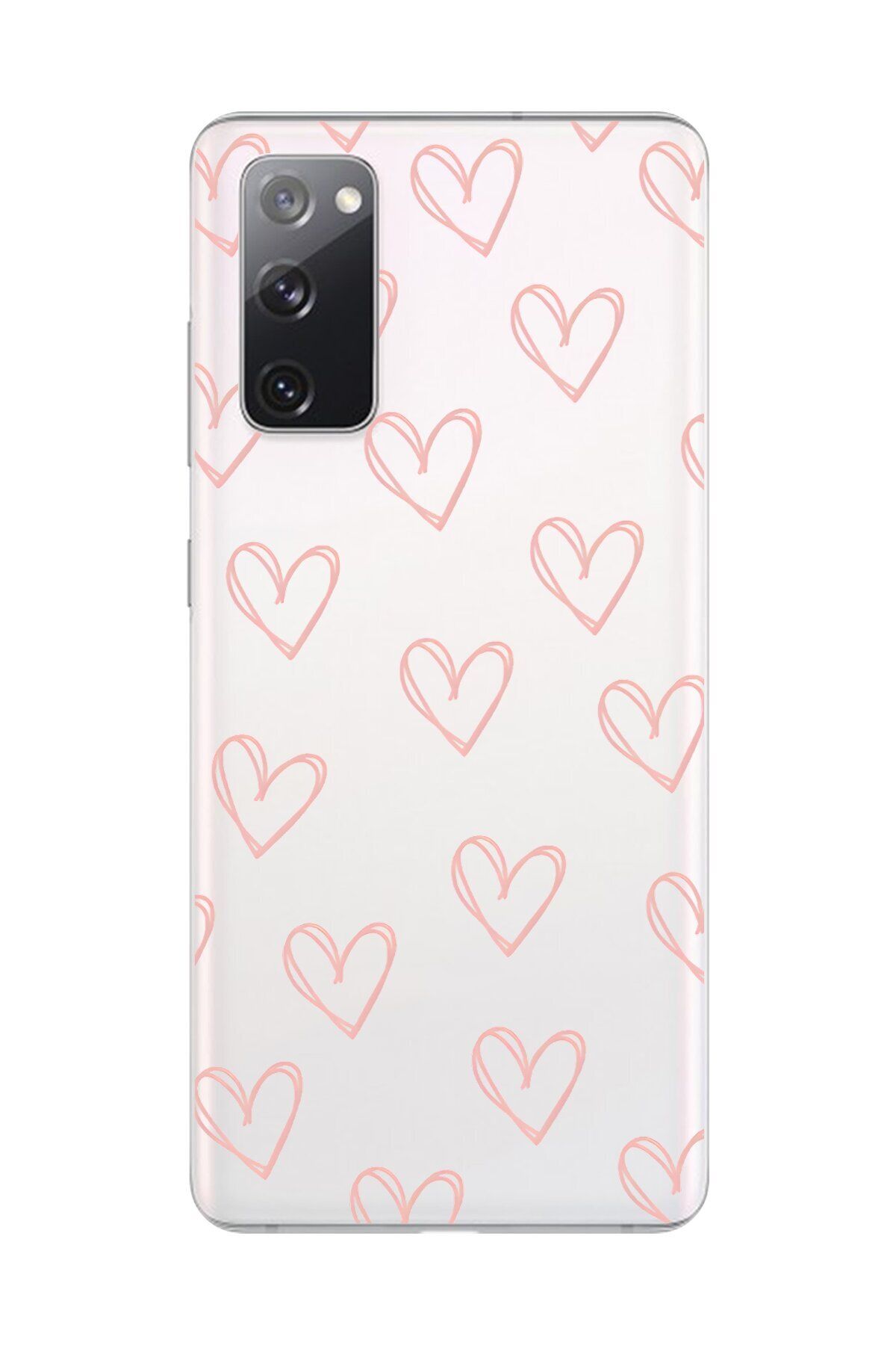 Dali Design Galaxy S20 FE Uyumlu Şeffaf Kılıf Şeffaf Kalp 2 Tasarımlı