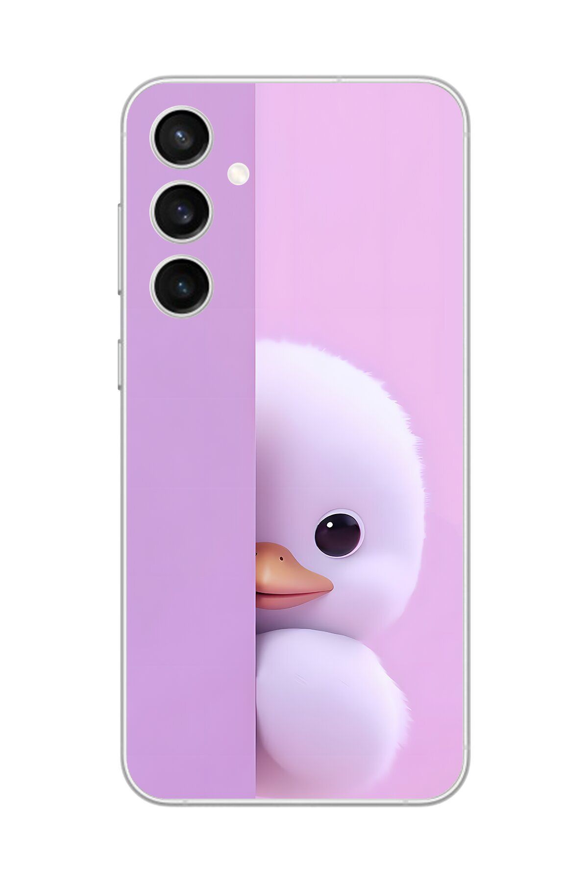Dali Design Samsung Galaxy S23 FE Uyumlu Şeffaf Kılıf 3 Peluş Ördek Tasarımlı