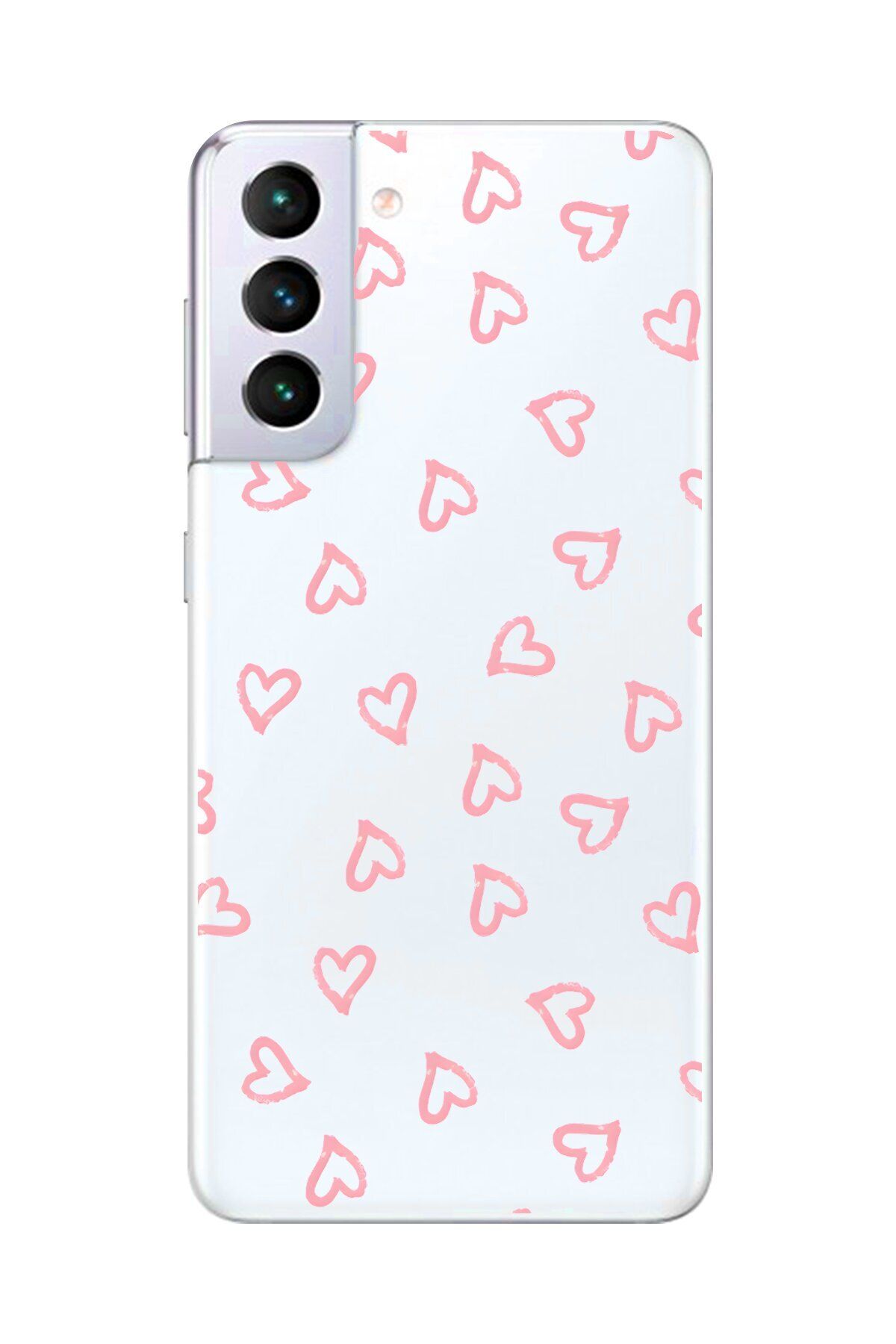 Dali Design Samsung Galaxy S21+ Uyumlu Şeffaf Kılıf Şeffaf Kalp 3 Tasarımlı