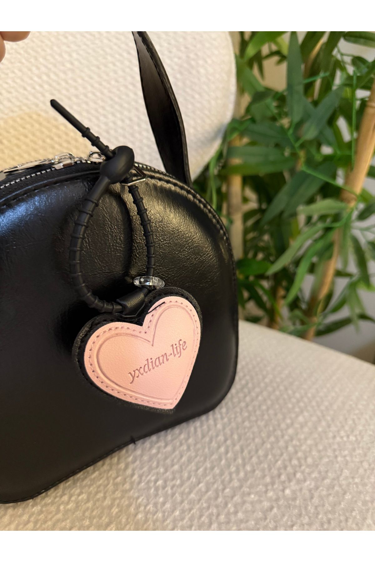 AYLİS Pembe Kalp Detaylı Çanta Charm/ Anahtarlık, Çanta Süsü