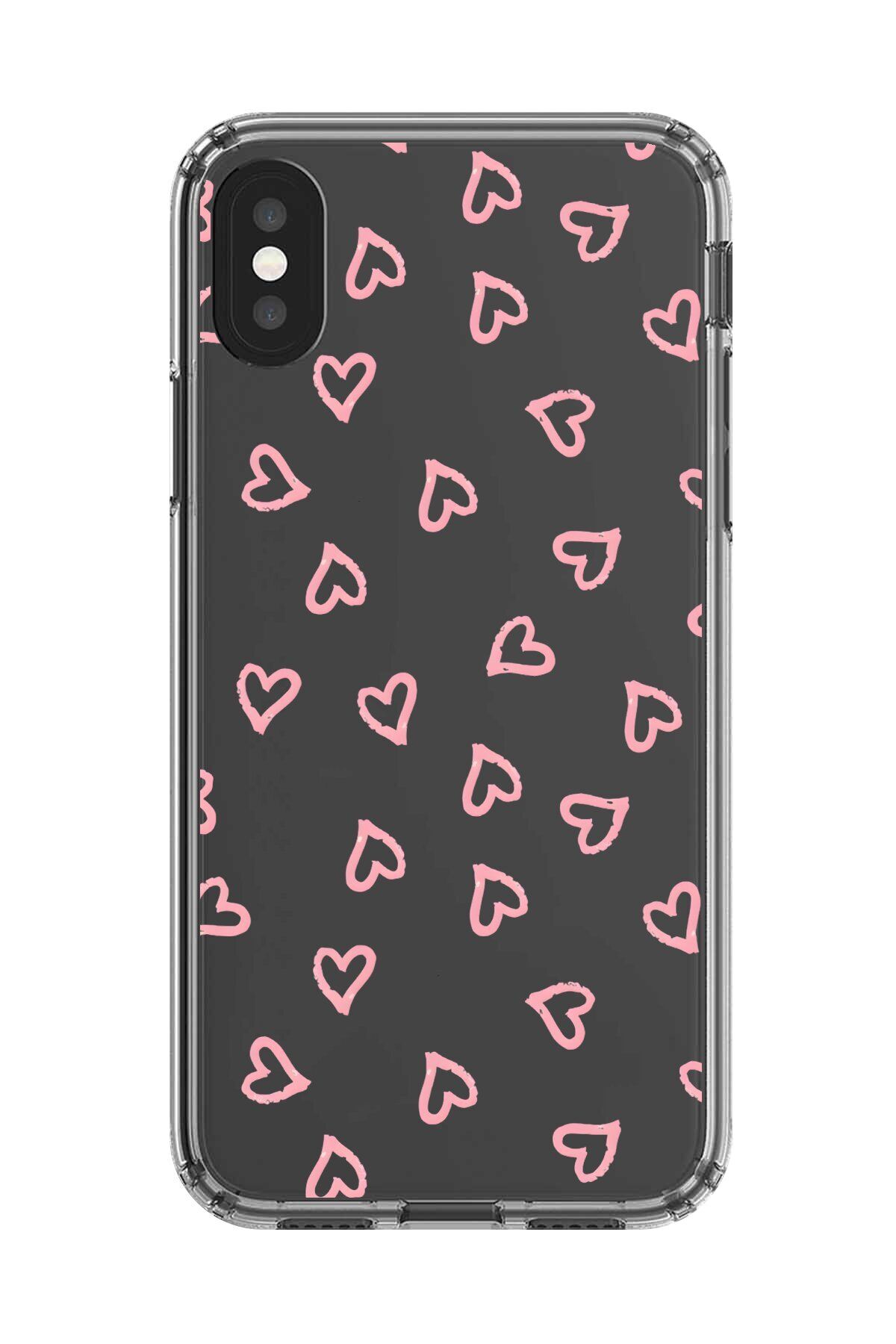 Dali Design iPhone XS Max Uyumlu Şeffaf Kılıf Şeffaf Kalp 3 Tasarımlı