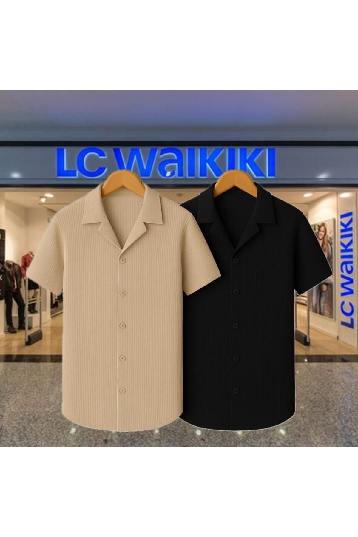 LC Waikiki 2'li Avantaj %100 Pamuk Yeni Sezon Trend Kısa Kol Erkek Düğmeli Premium Gömlek