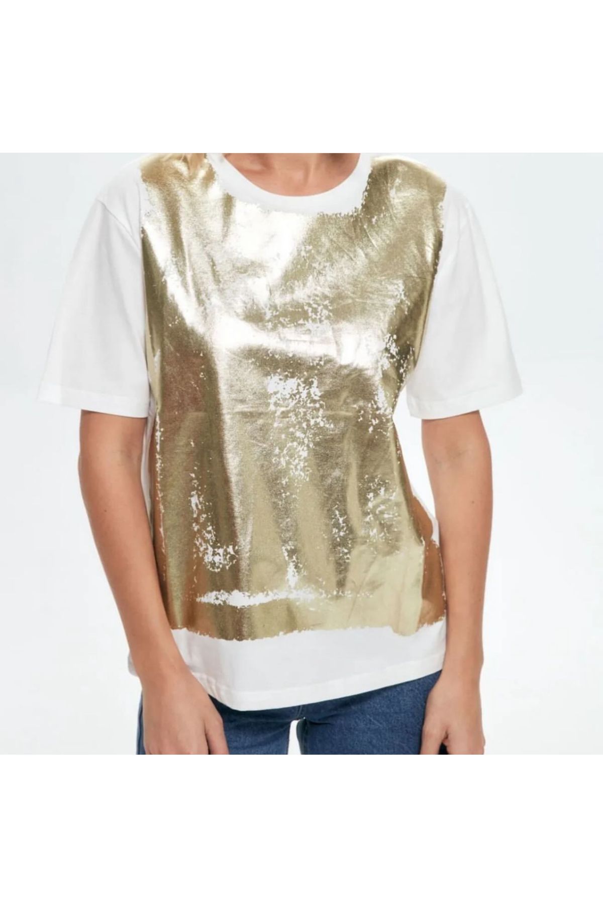 Butik GOLD VARAKLI BEYAZ TSHİRT