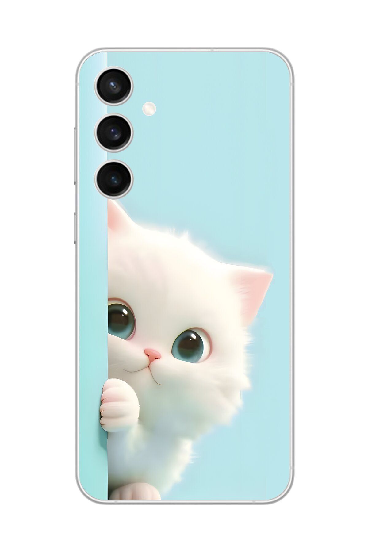 Dali Design Samsung Galaxy S23 FE Uyumlu Şeffaf Kılıf 2 Peluş Kedi Tasarımlı