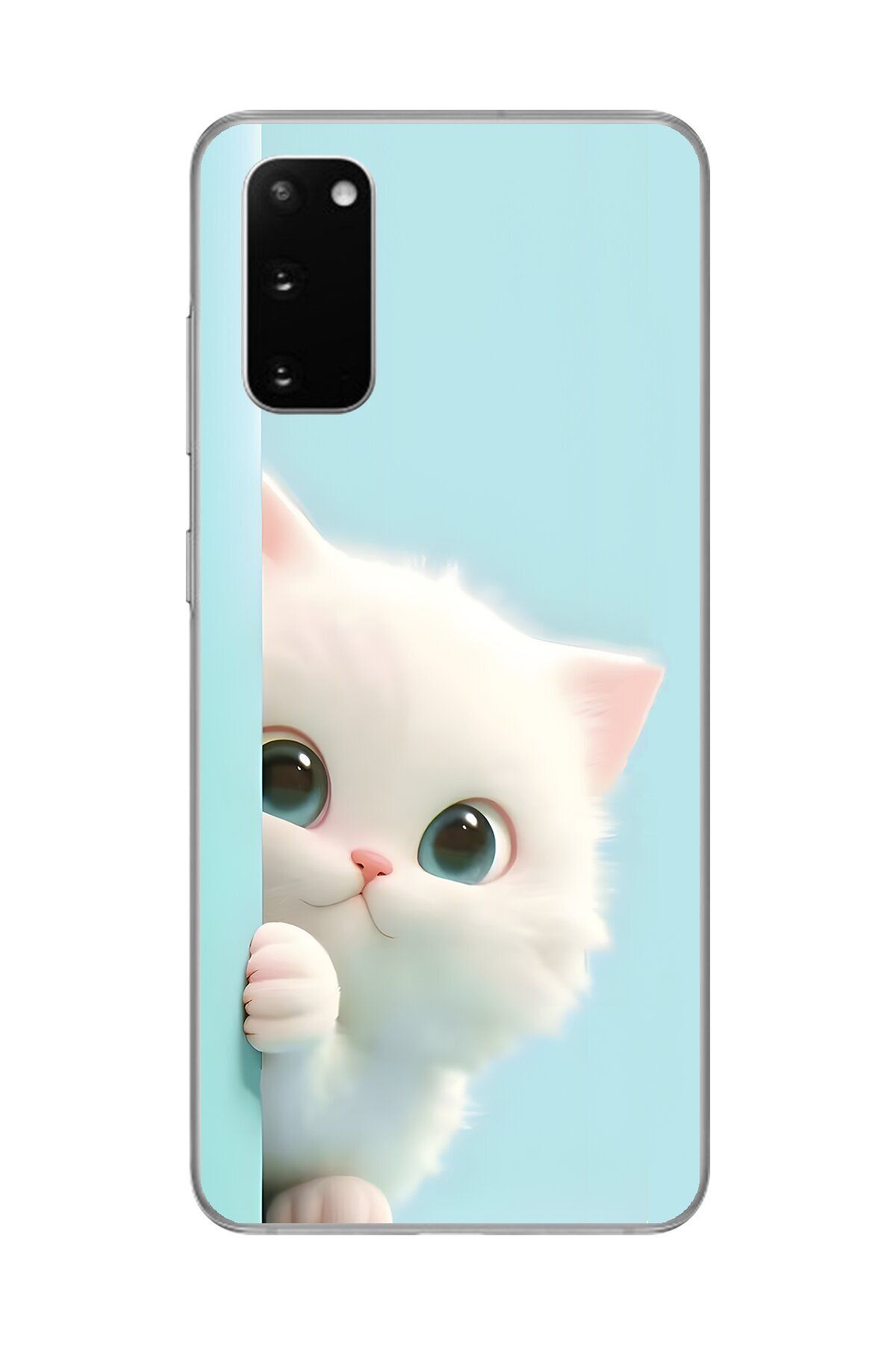 Dali Design Samsung Galaxy S20 Uyumlu Şeffaf Kılıf 2 Peluş Kedi Tasarımlı