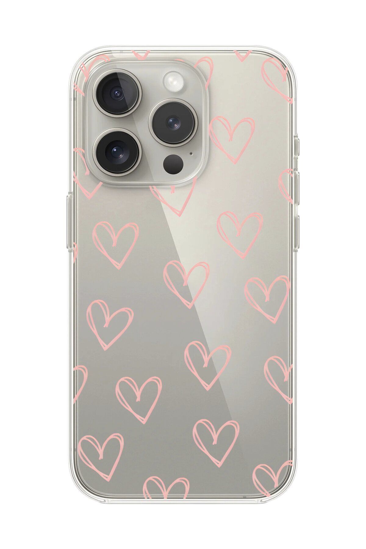 Dali Design iPhone 16 Pro Max Uyumlu Şeffaf Kılıf Şeffaf Kalp 2 Tasarımlı