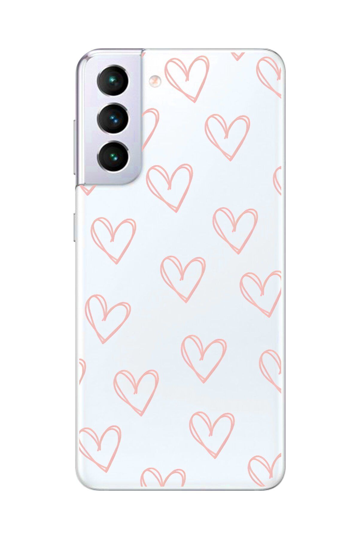 Dali Design Galaxy S21+ Uyumlu Şeffaf Kılıf Şeffaf Kalp 2 Tasarımlı