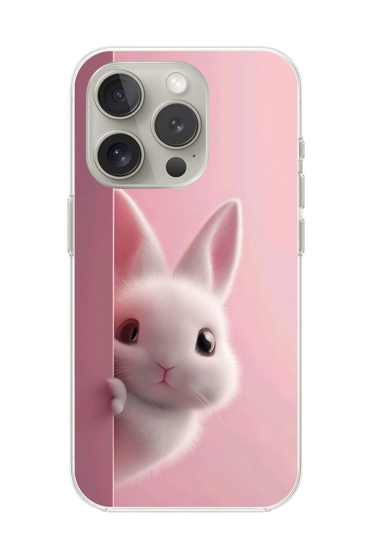 Dali Design iPhone 13 Pro Max Uyumlu Şeffaf Kılıf 5 Peluş Tavşan Tasarımlı