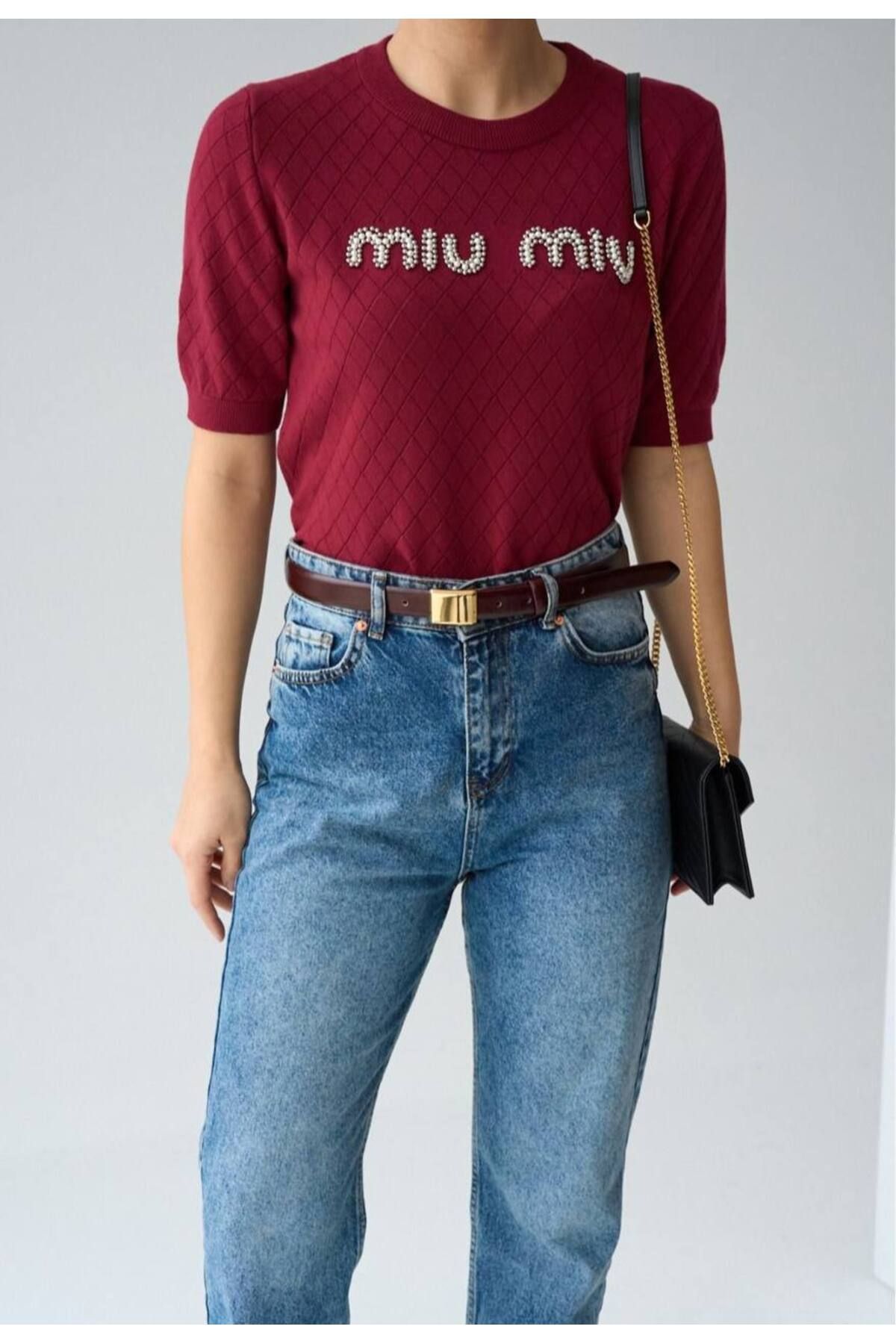 Abalı Yeni sezon taşlı yumuşak iplik bluz, Halepli model