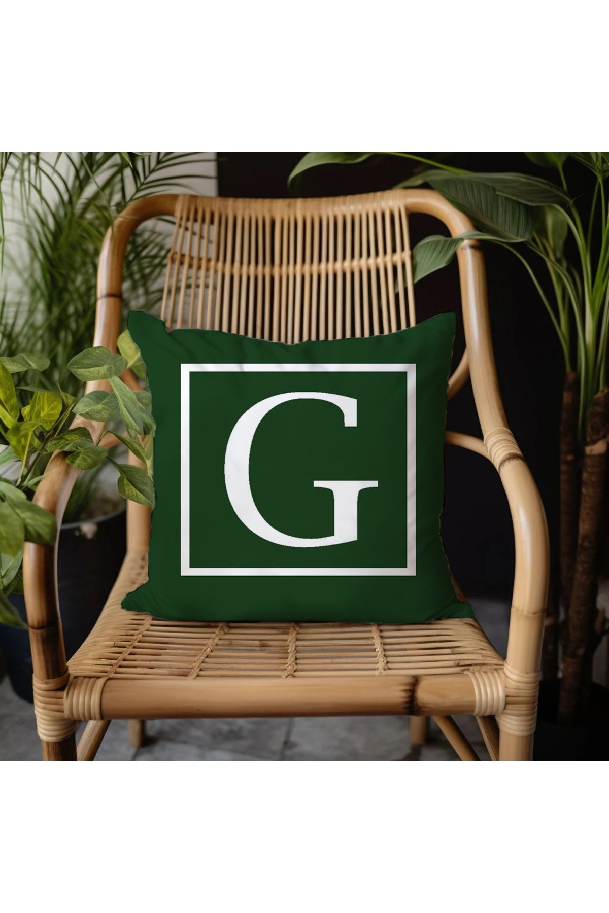 GREENDECOR G Harfi Elyaf Dolgulu Kırlent G Harfli Süs Yastık Dekoratif Kırlent 25x25 Ya Da 40x40cm Hediyelik