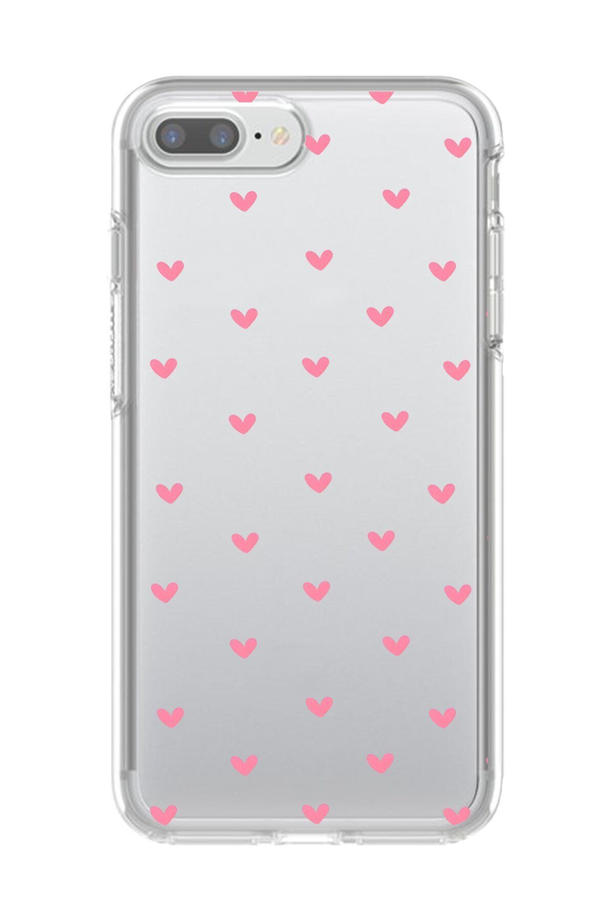 Dali Design iPhone 8 Plus Uyumlu Şeffaf Kılıf Şeffaf Kalp 1 Tasarımlı